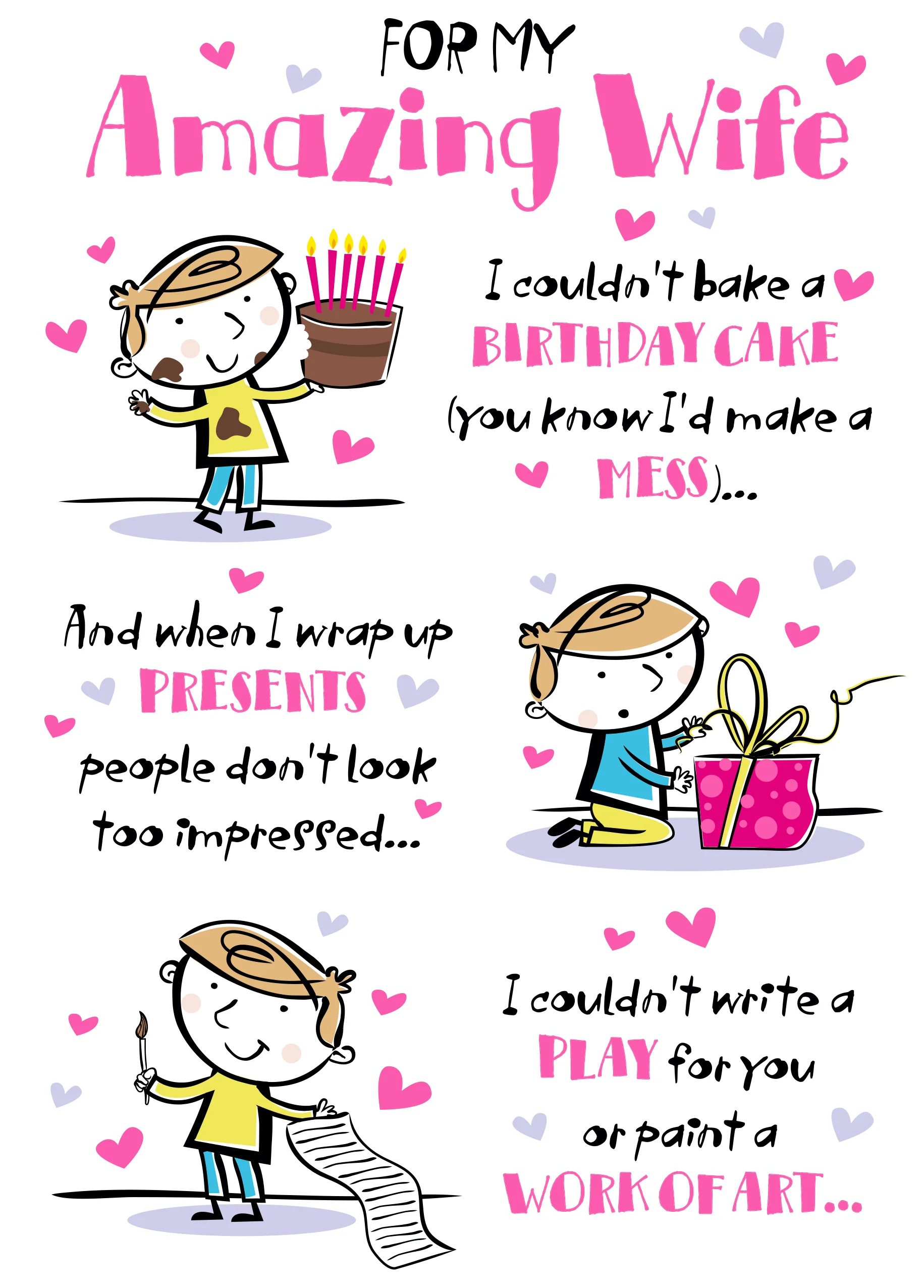 Personalised Wife Amazing Cartoon Poem Card