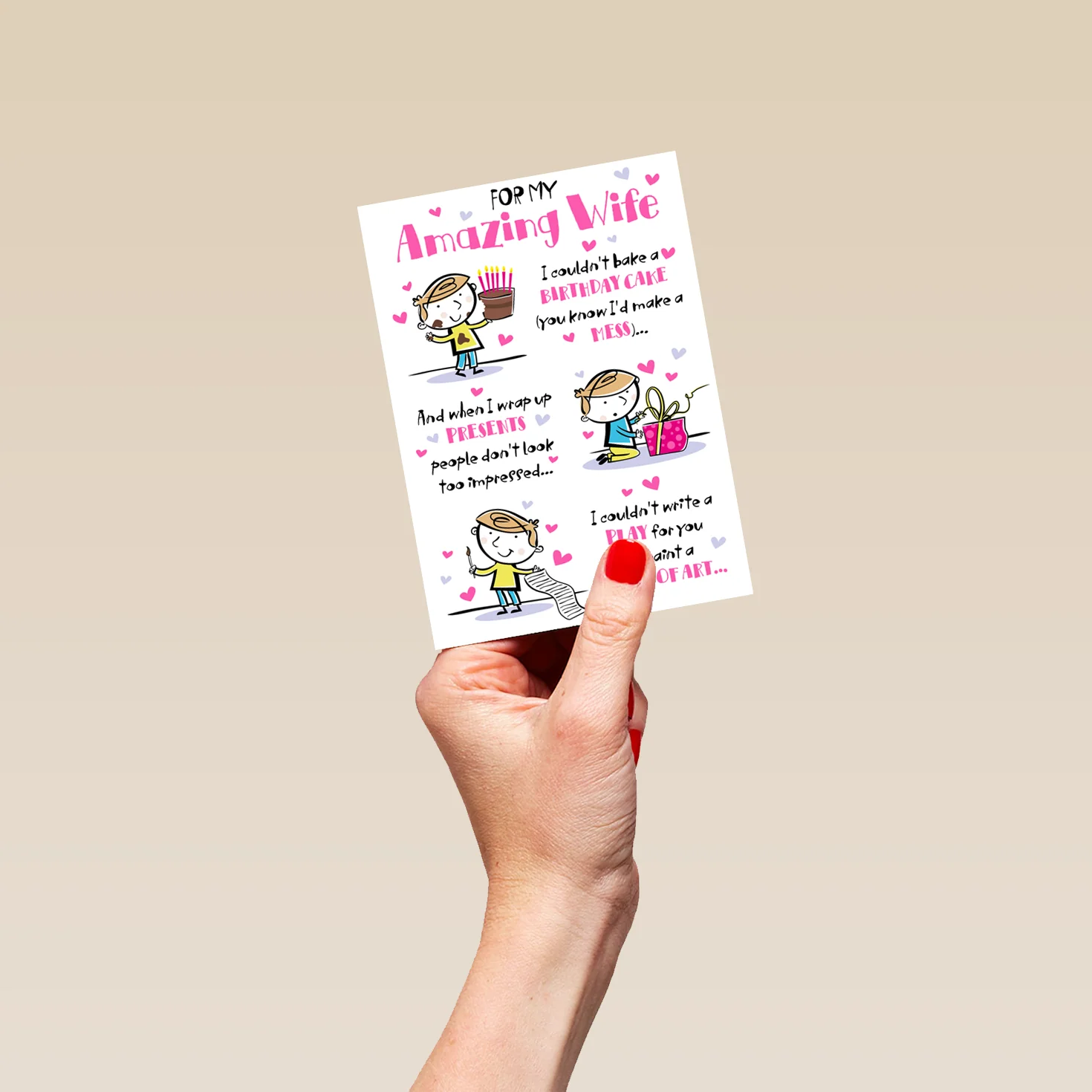 Personalised Wife Amazing Cartoon Poem Card - Image 4