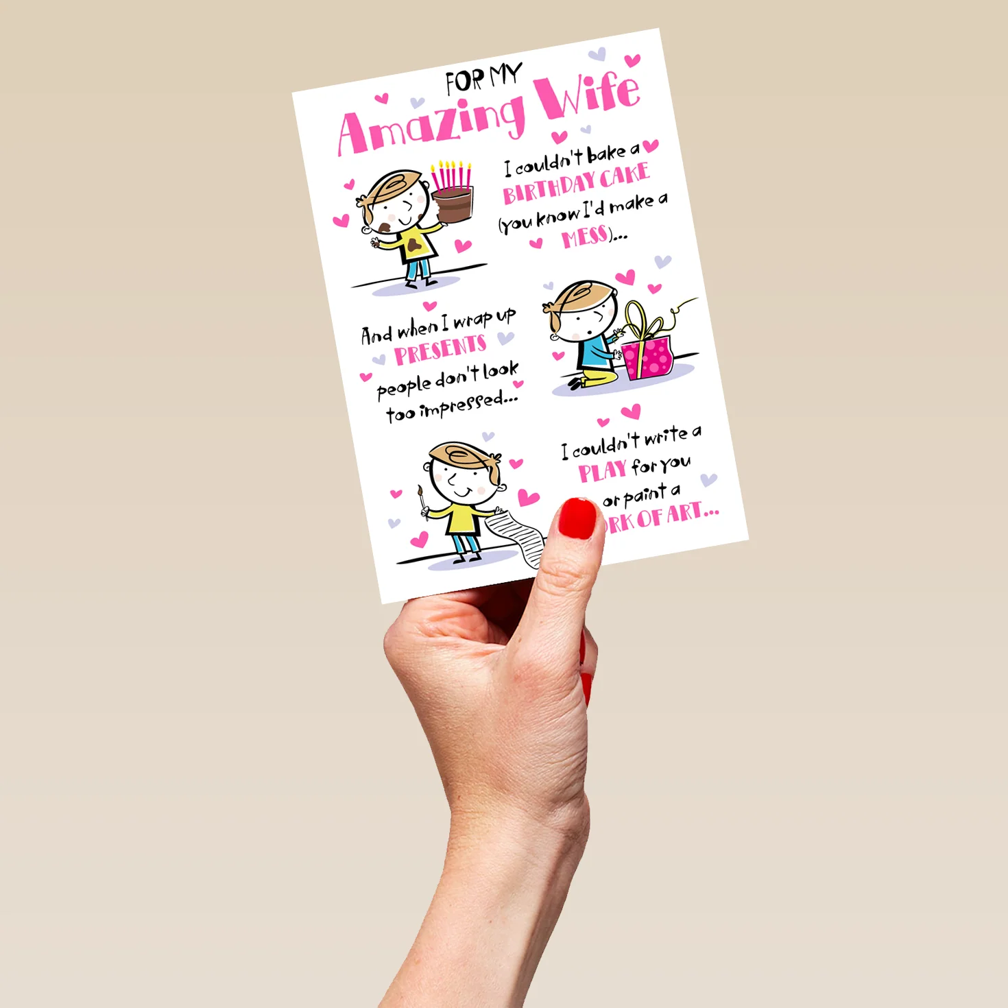 Personalised Wife Amazing Cartoon Poem Card - Image 5