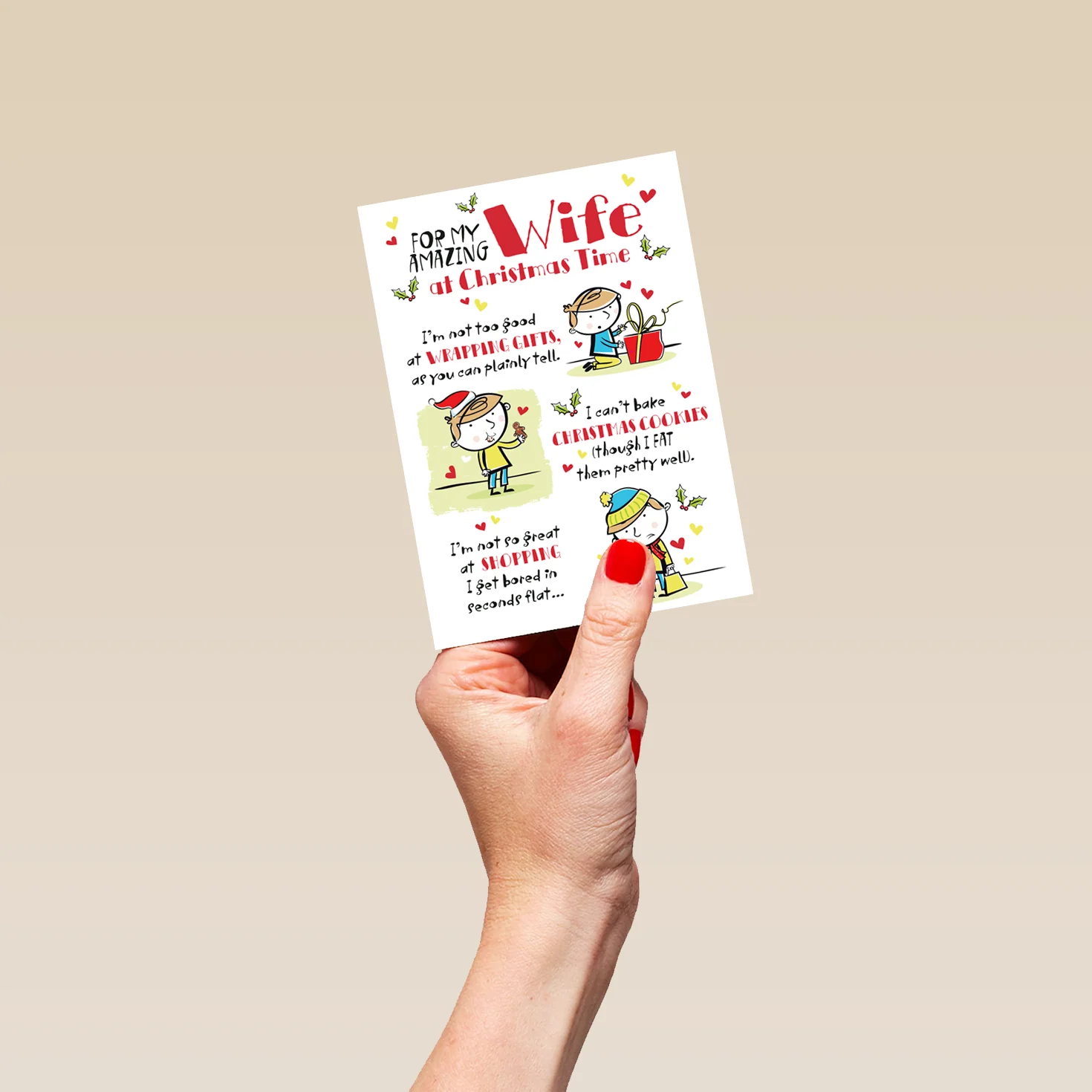 Personalised Wife Cookies Shopping Christmas Card - Image 4