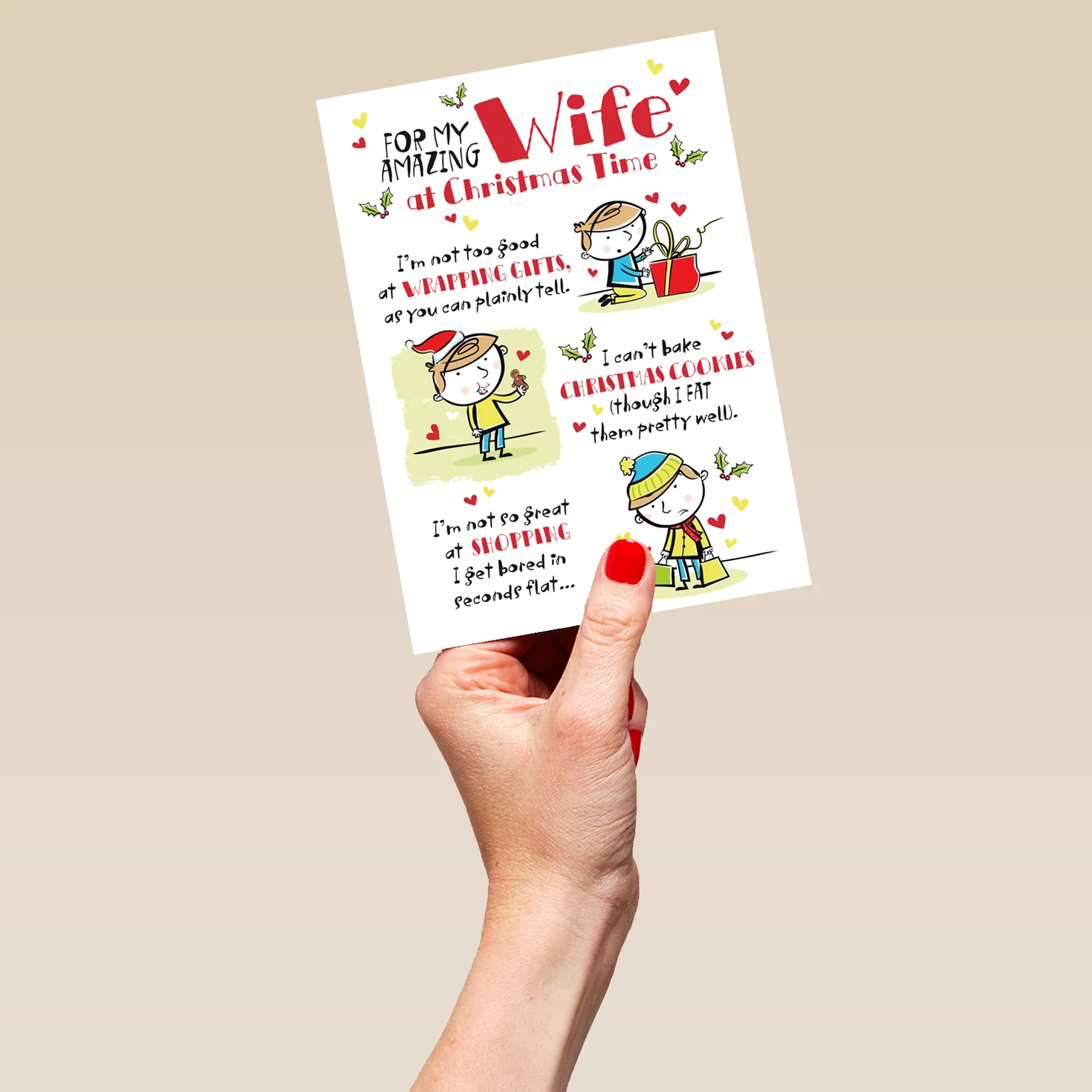 Personalised Wife Cookies Shopping Christmas Card - Image 5