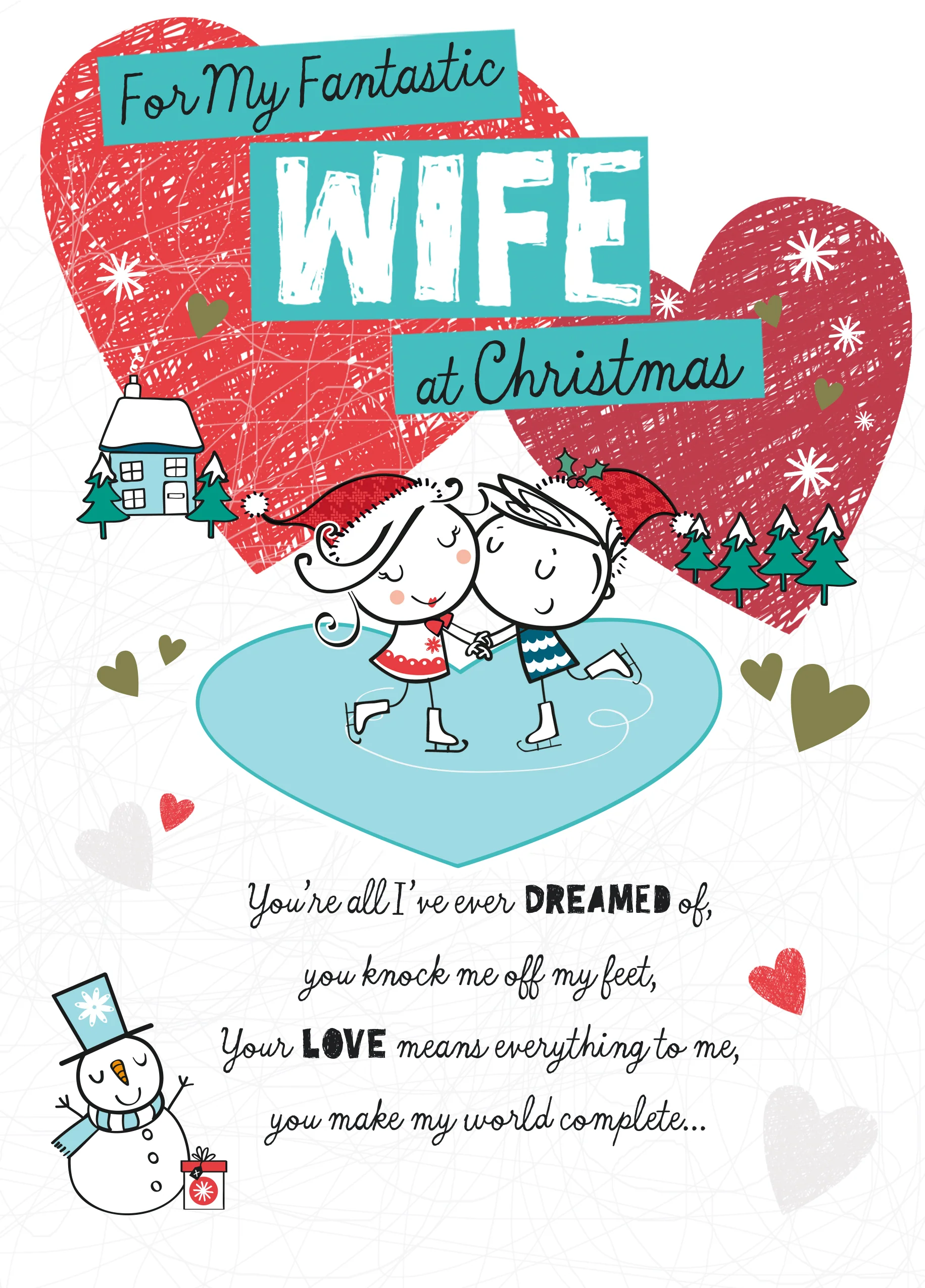 Personalised Wife Festive Poem Christmas Card