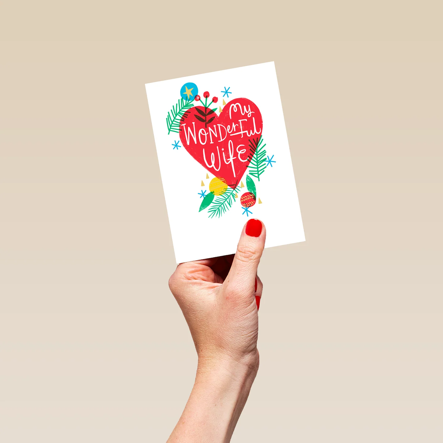 Personalised Wife Festive Red Heart Christmas Card - Image 4