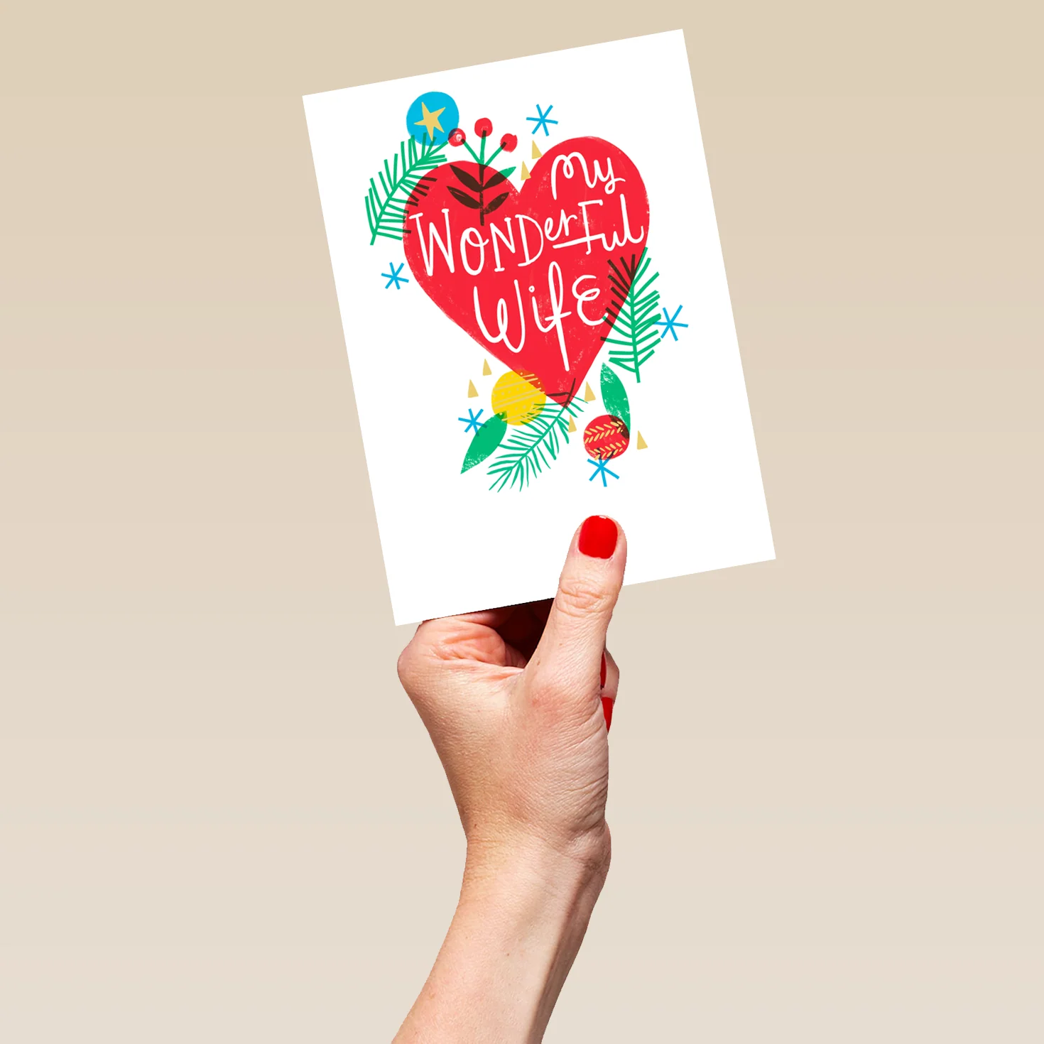 Personalised Wife Festive Red Heart Christmas Card - Image 5