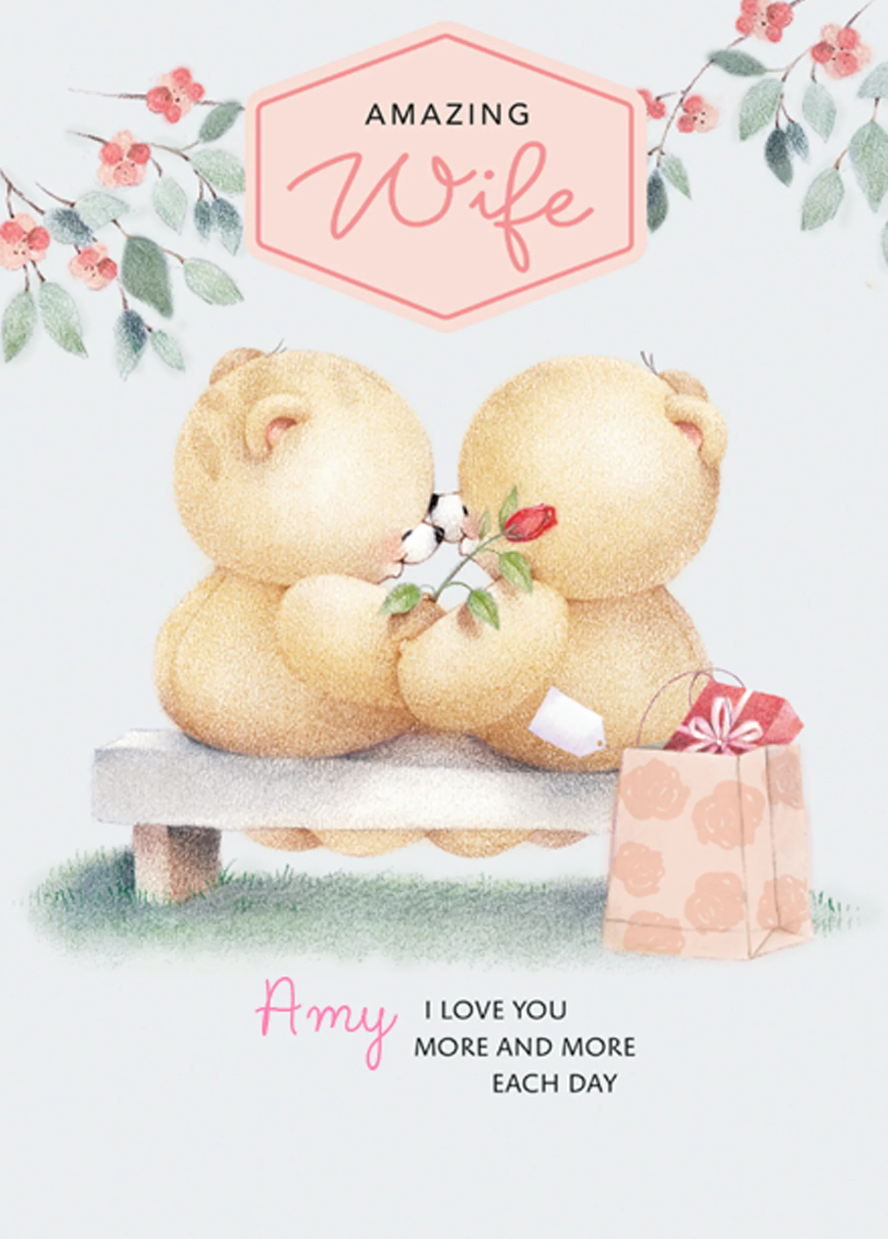 Personalised Wife Forever Friends Cute Bench Card