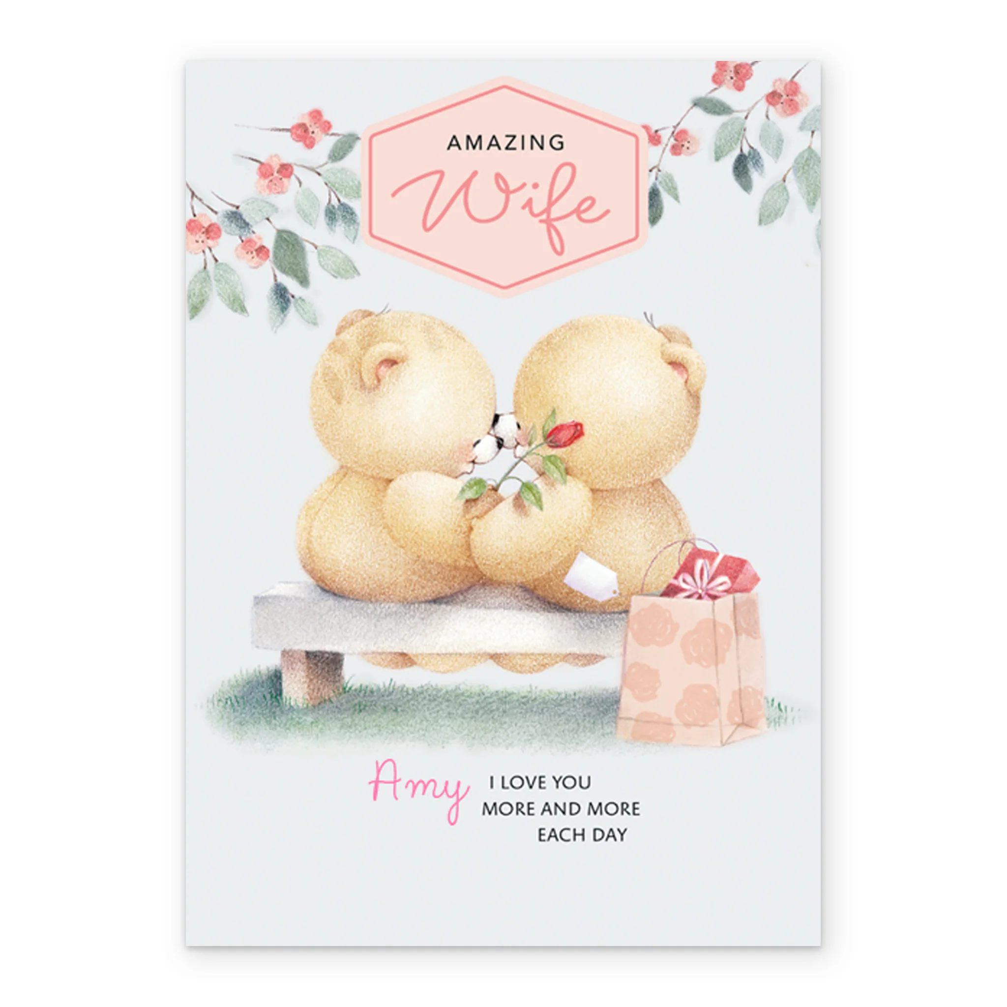 Personalised Wife Forever Friends Cute Bench Card - Image 2