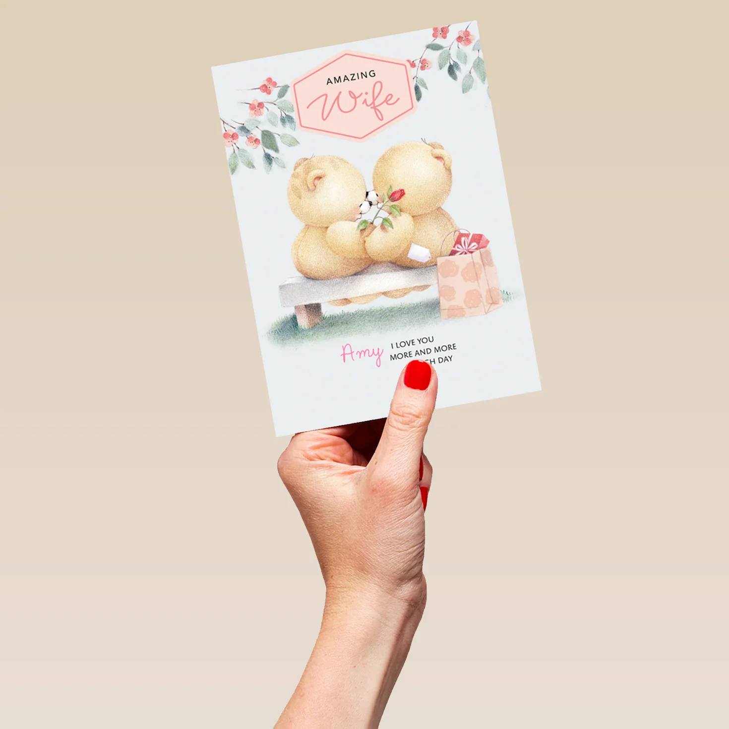 Personalised Wife Forever Friends Cute Bench Card - Image 5