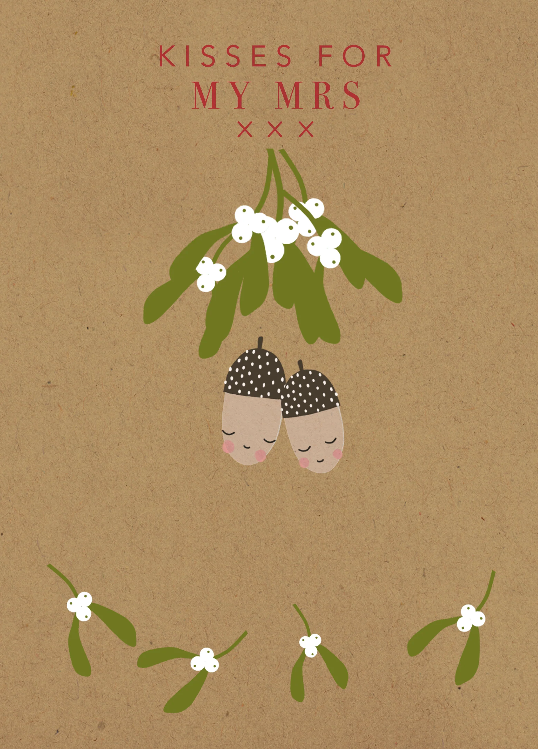 Personalised Wife Mistletoe Kisses Christmas Card