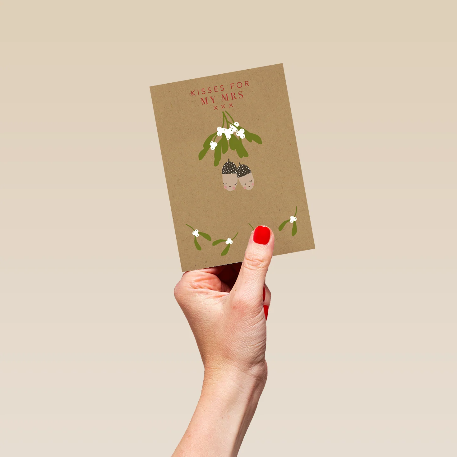 Personalised Wife Mistletoe Kisses Christmas Card - Image 4