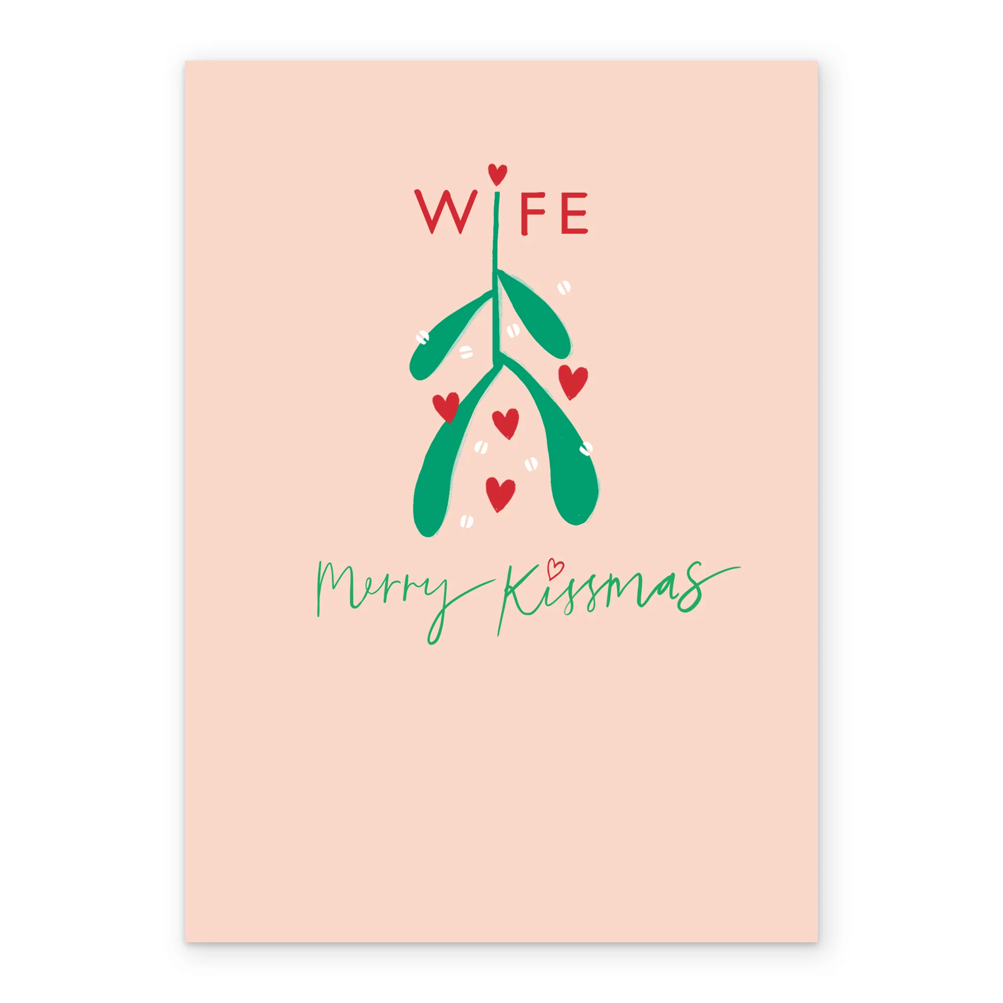 Personalised Wife Modern Merry Kissmas Mistletoe Christmas Card - Image 2