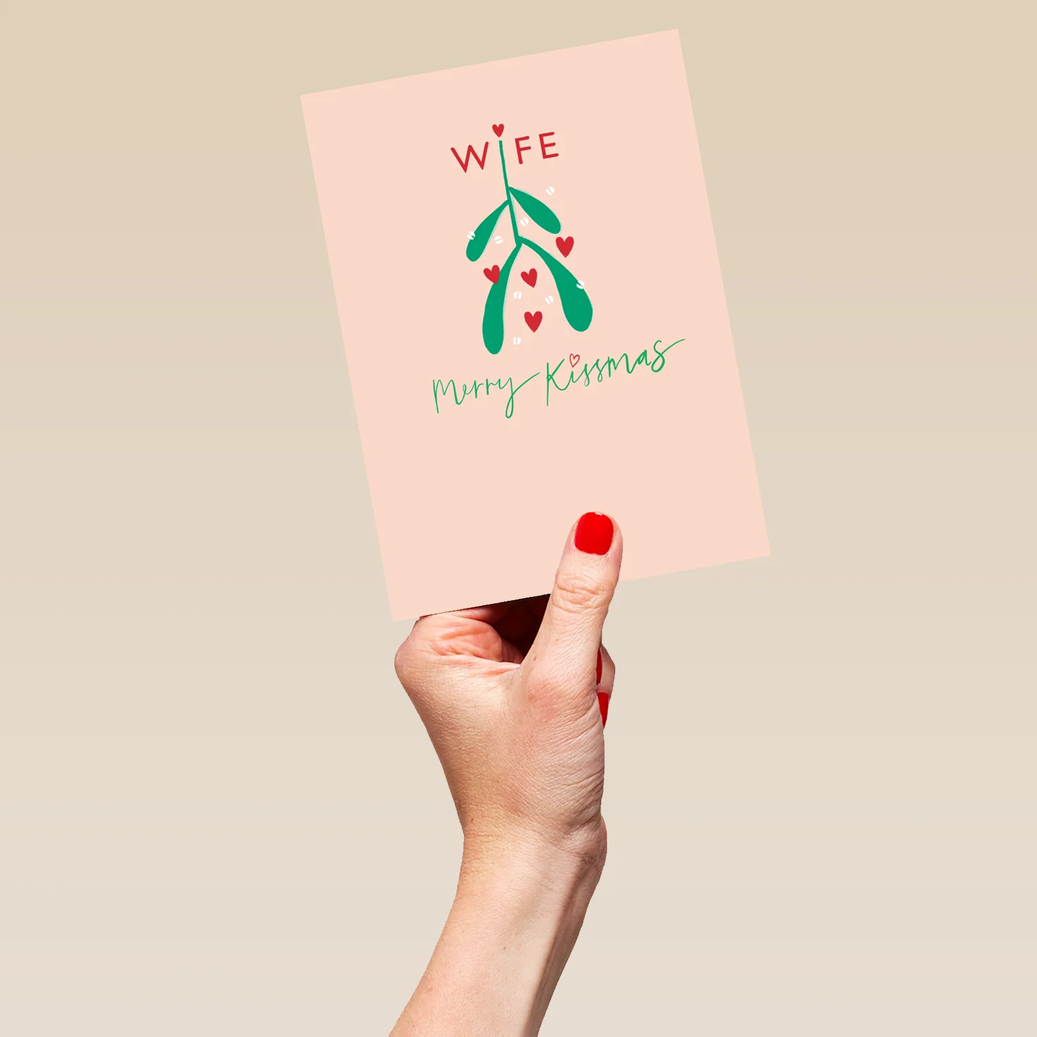 Personalised Wife Modern Merry Kissmas Mistletoe Christmas Card - Image 5