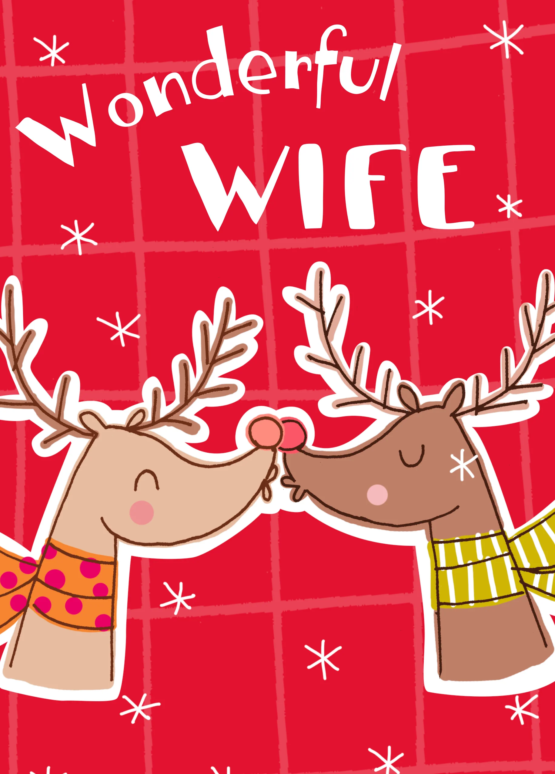 Personalised Wife Reindeers Design Christmas Card