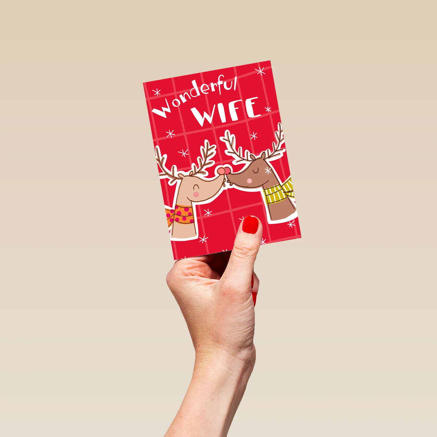 Personalised Wife Reindeers Design Christmas Card - Image 4