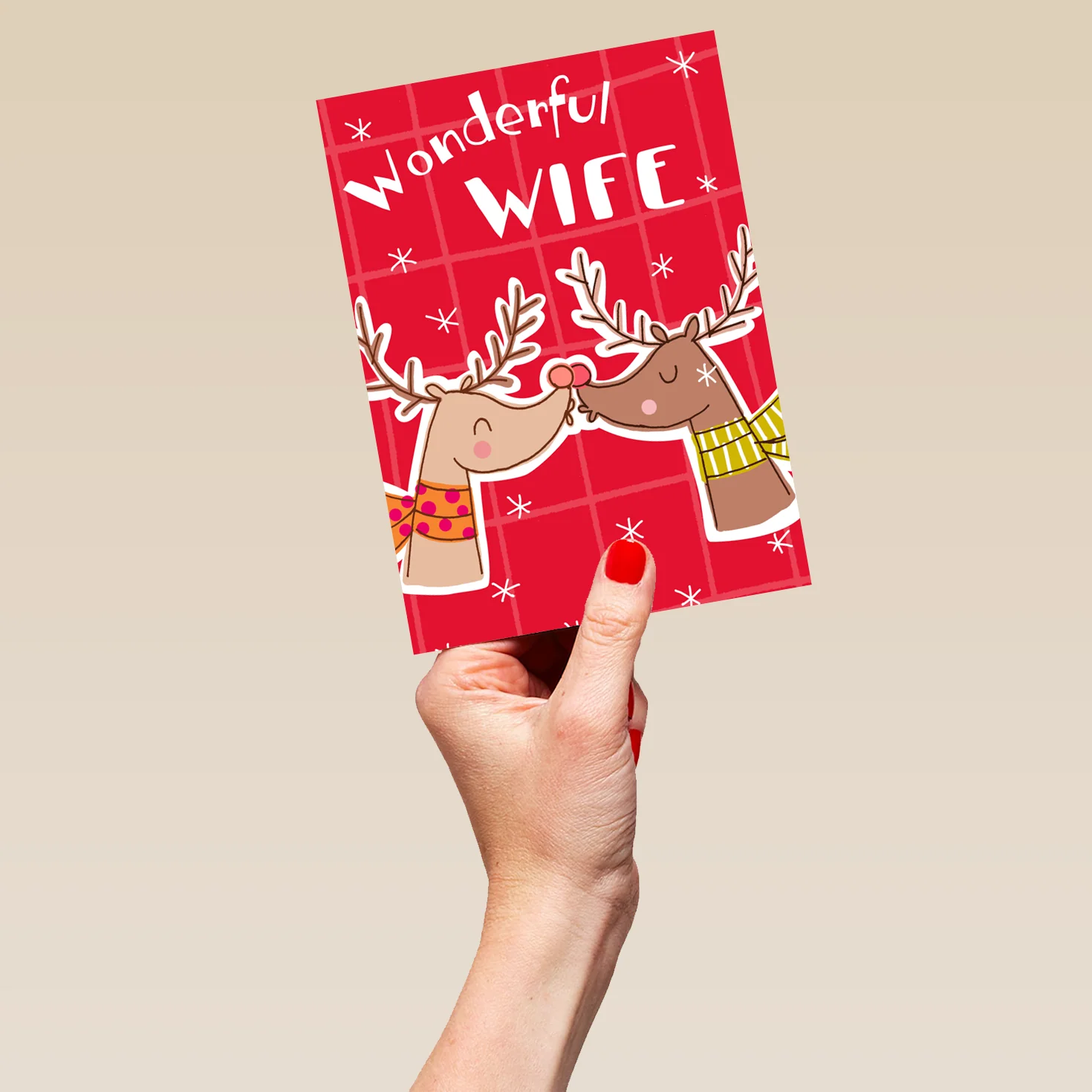 Personalised Wife Reindeers Design Christmas Card - Image 5
