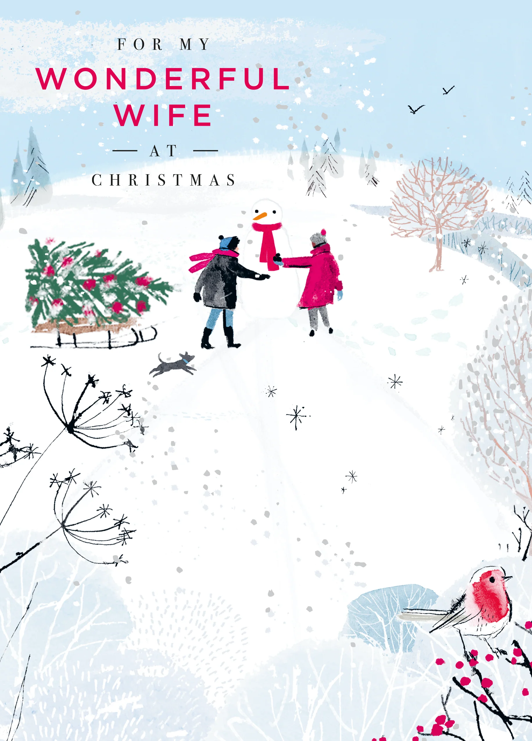 Personalised Wife Snowman Design Christmas Card