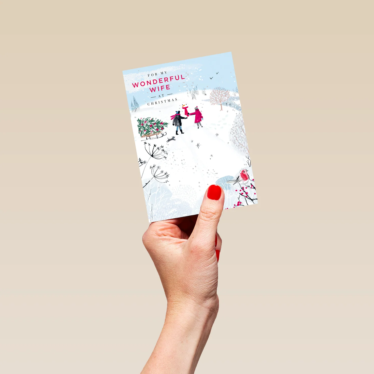 Personalised Wife Snowman Design Christmas Card - Image 4