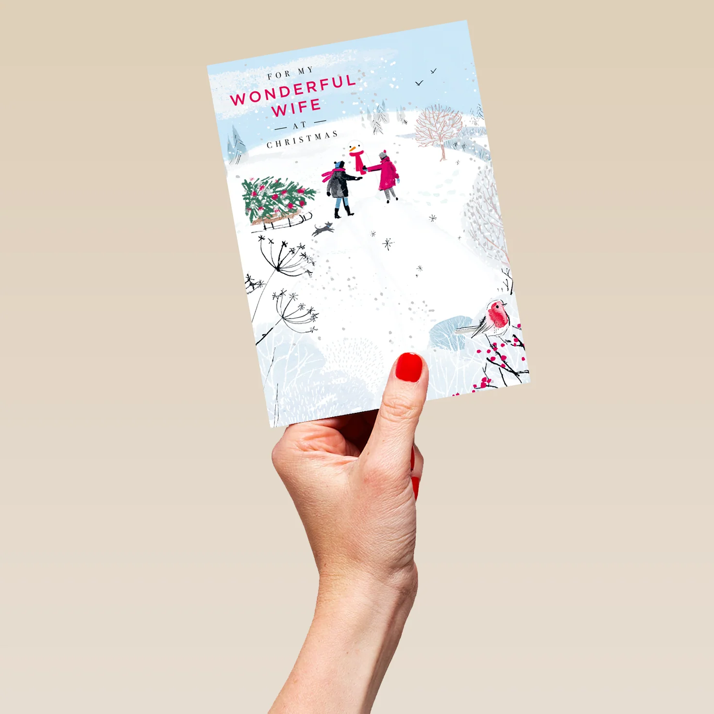 Personalised Wife Snowman Design Christmas Card - Image 5