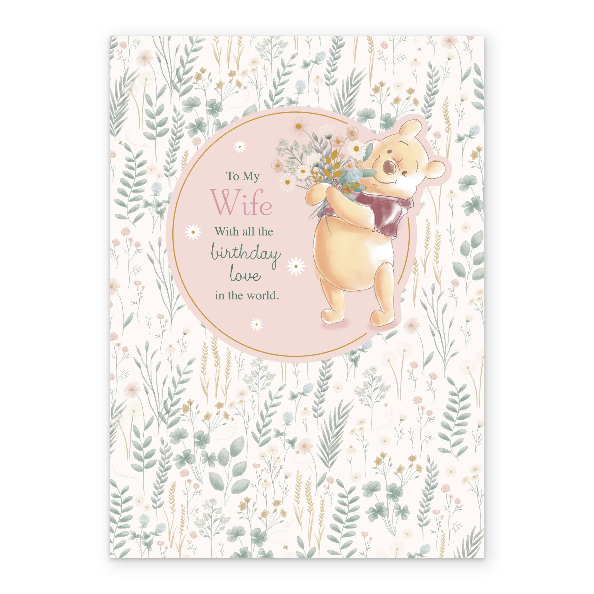 Personalised Wife White Floral Winnie the Pooh Birthday Card - Image 2