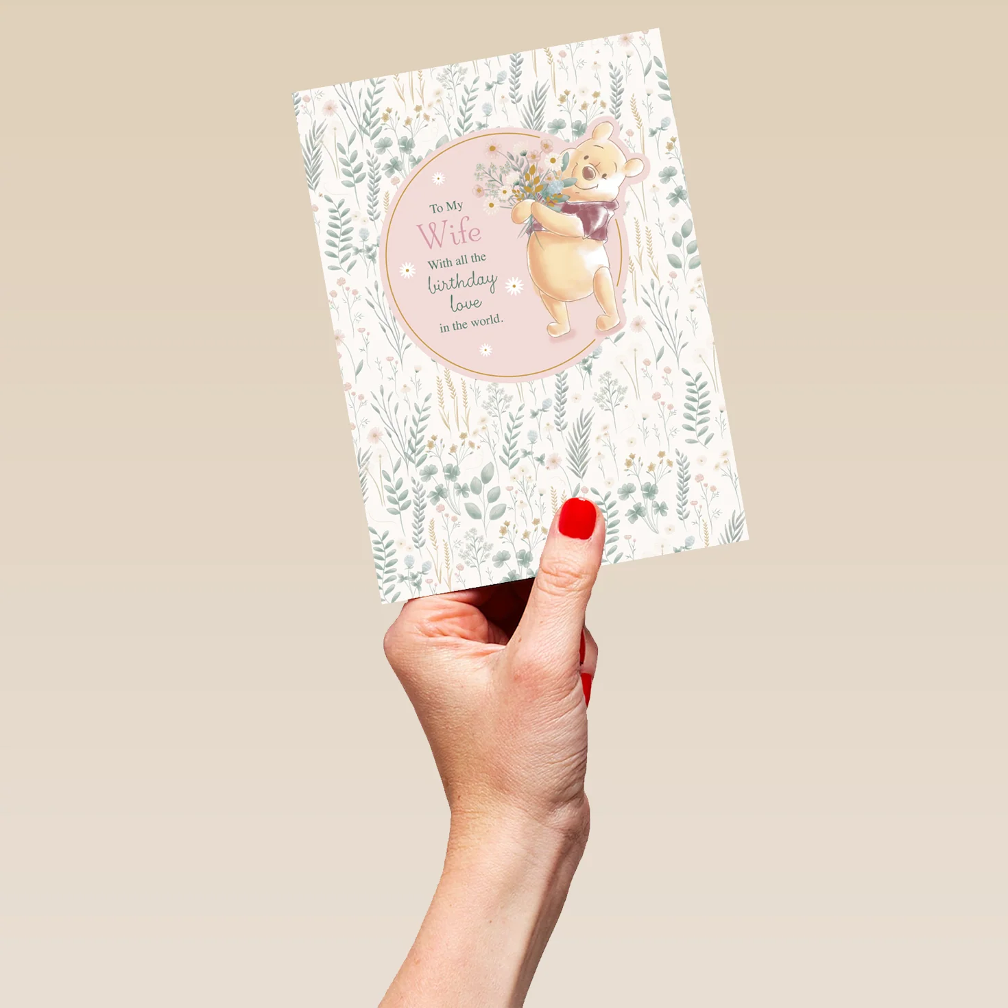 Personalised Wife White Floral Winnie the Pooh Birthday Card - Image 5