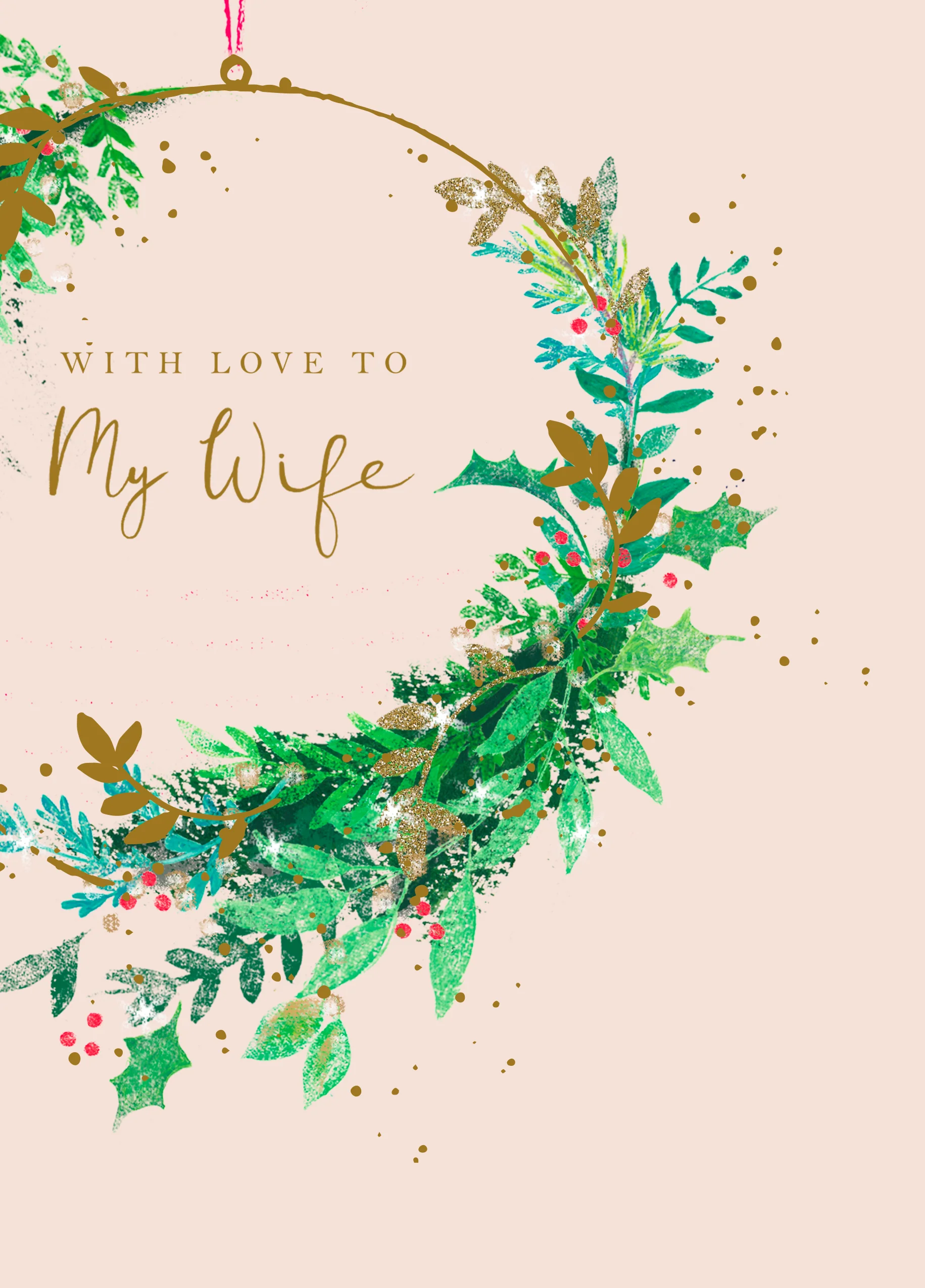 Personalised Wife Wreath Christmas Card