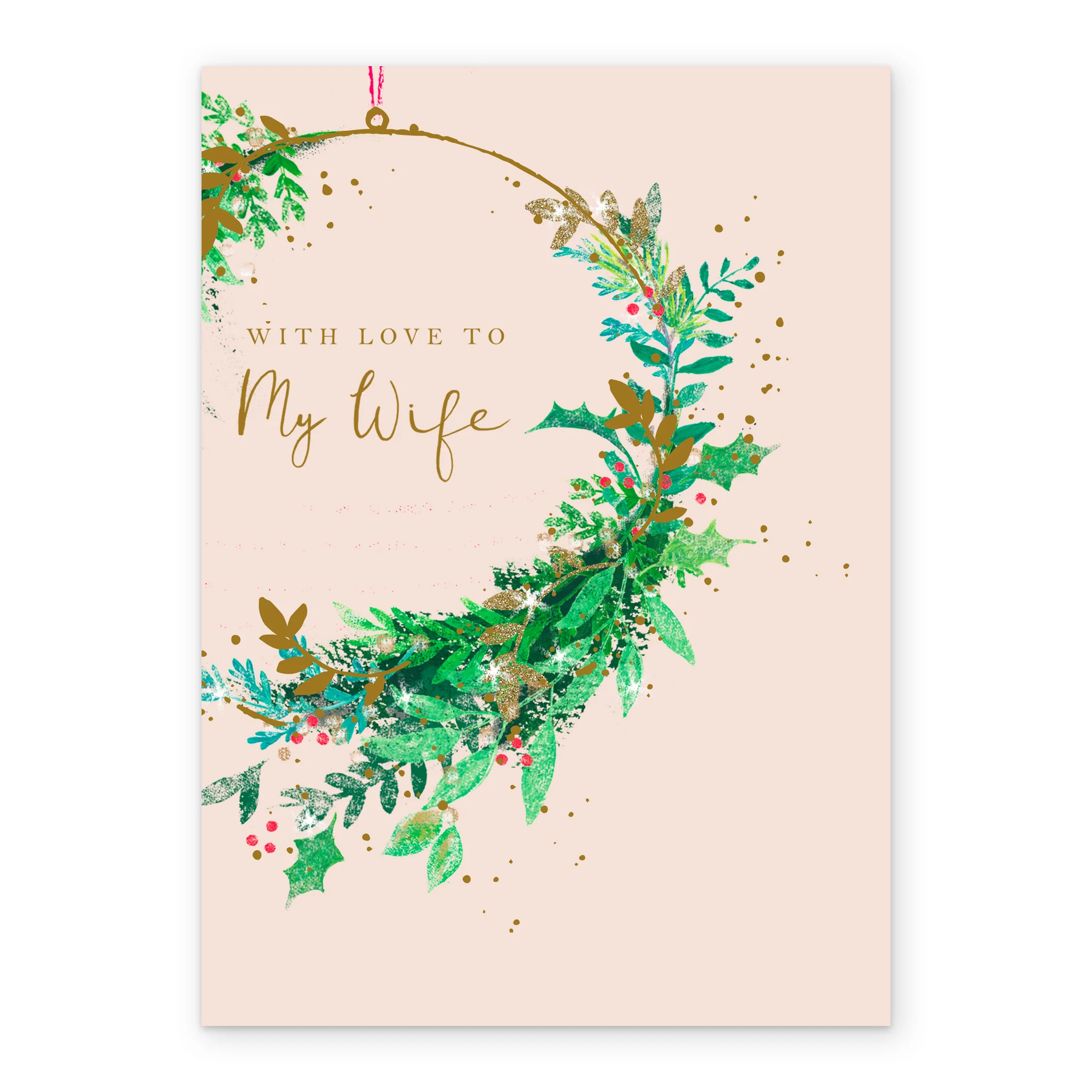 Personalised Wife Wreath Christmas Card - Image 2