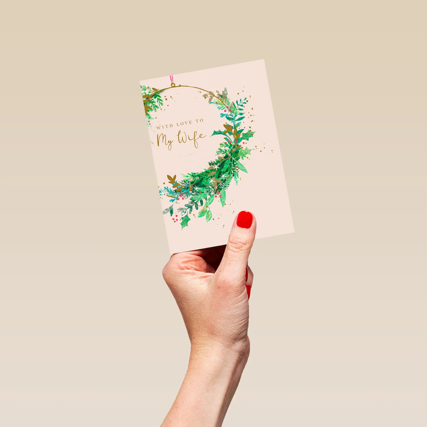 Personalised Wife Wreath Christmas Card - Image 4