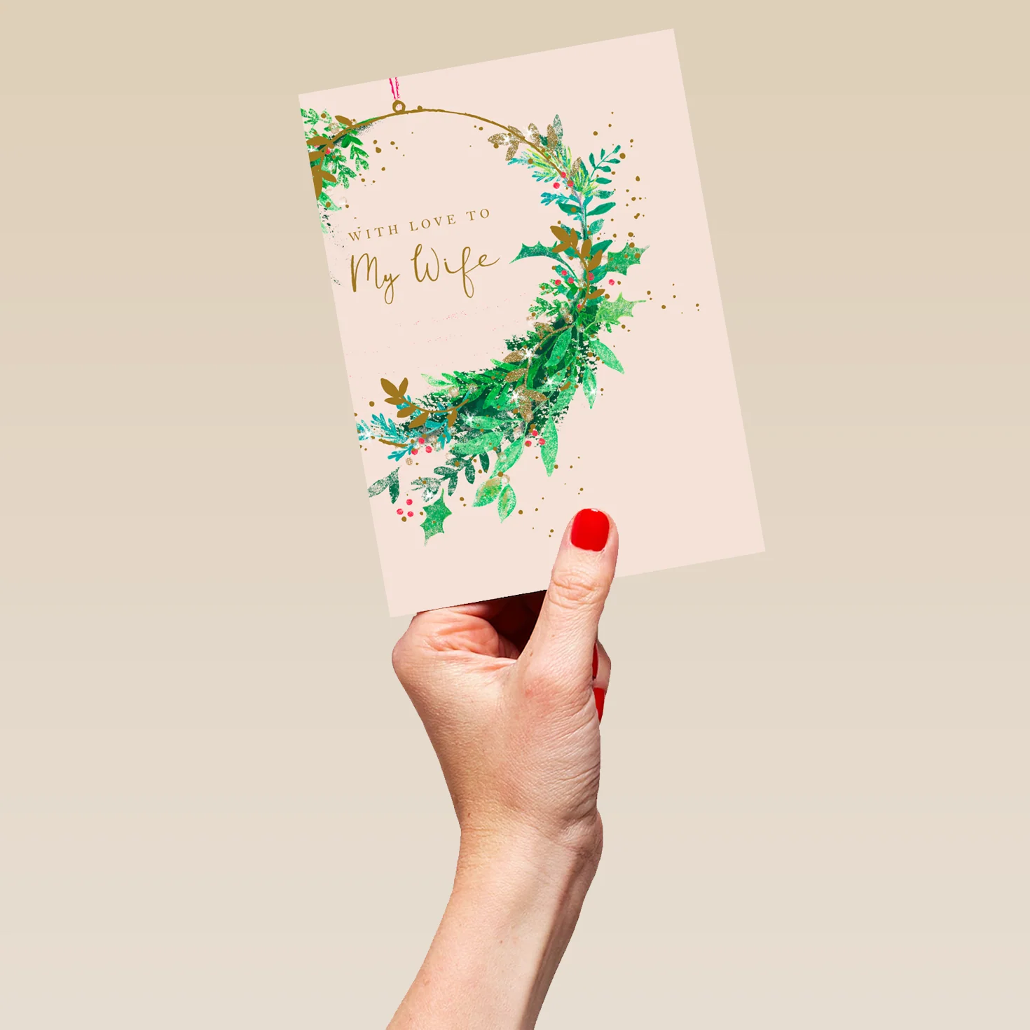 Personalised Wife Wreath Christmas Card - Image 5