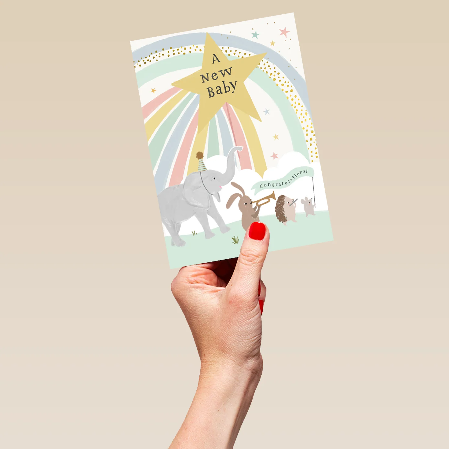 Personalised 'Wild Animal Parade' Illustrated New Baby Congratulations Card - Image 5