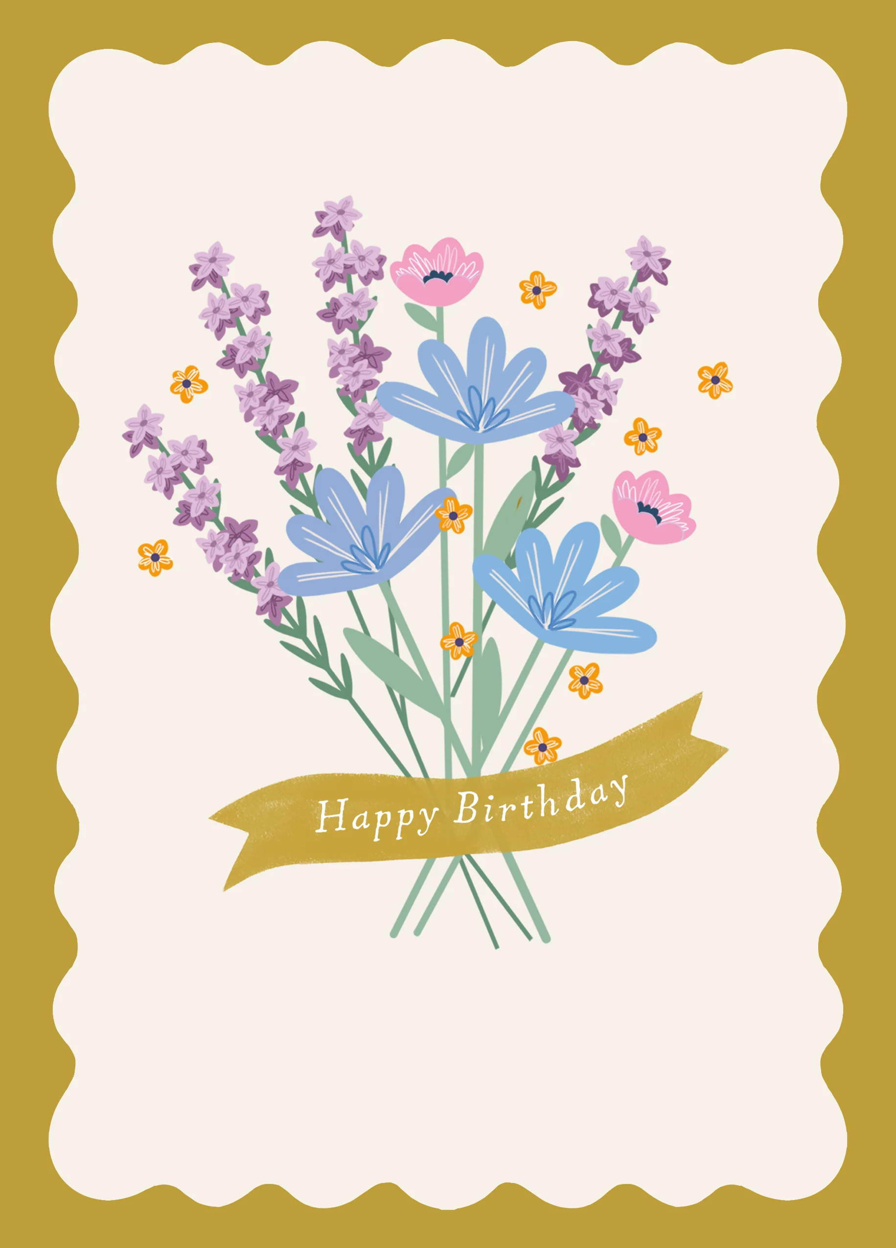 Personalised 'Wildflower Bouquet' Illustrated Birthday Card