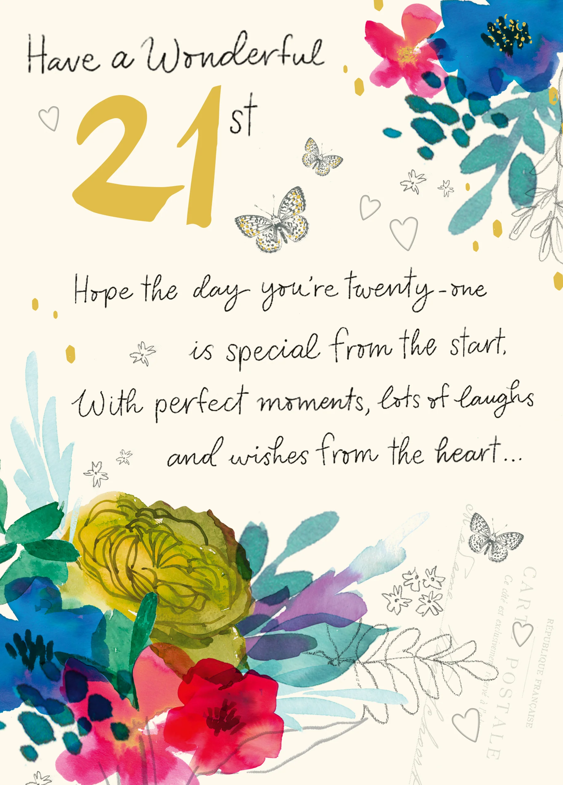Personalised Willow Bouquet 21st Birthday Card