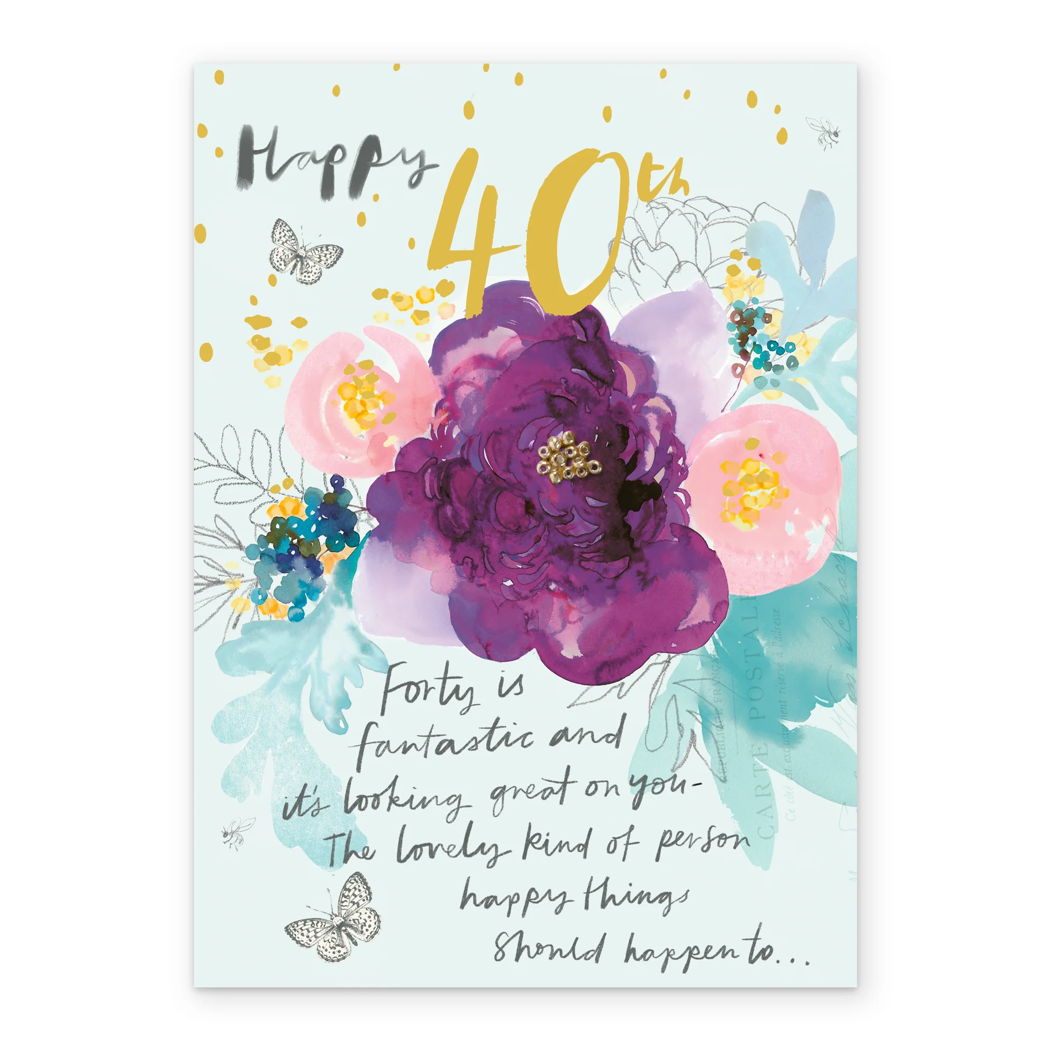Personalised Willow Bouquet 40th Birthday Card - Image 2