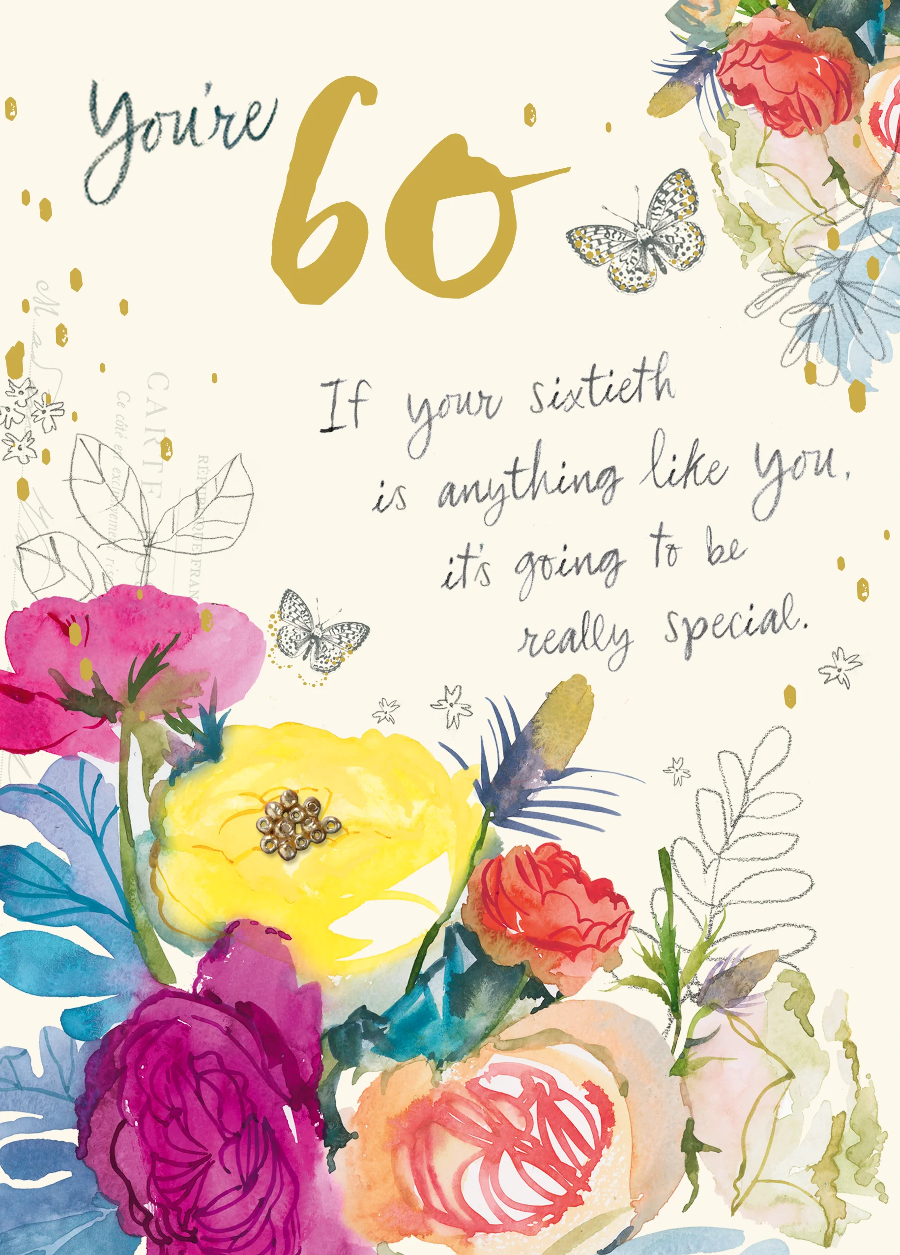 Personalised Willow Bouquet 60th Birthday Card