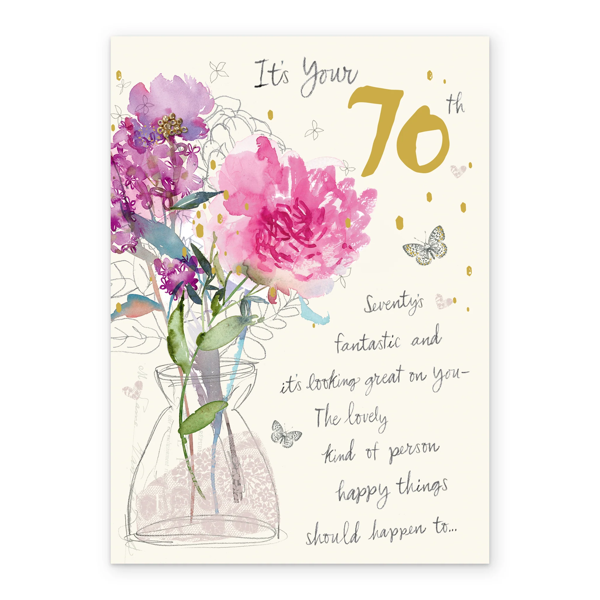 Personalised Willow Bouquet 70th Birthday Card - Image 2