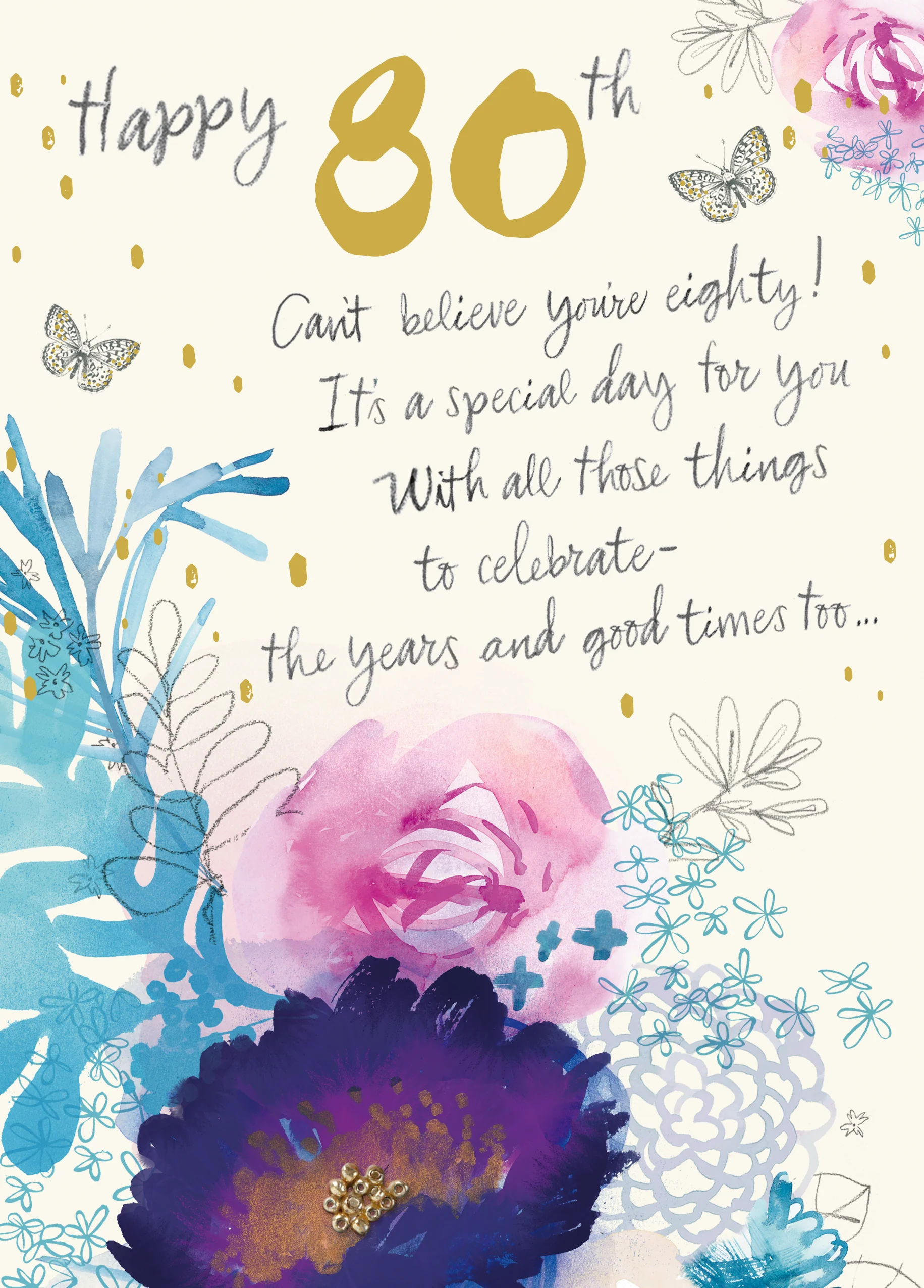 Personalised Willow Bouquet 80th Birthday Card