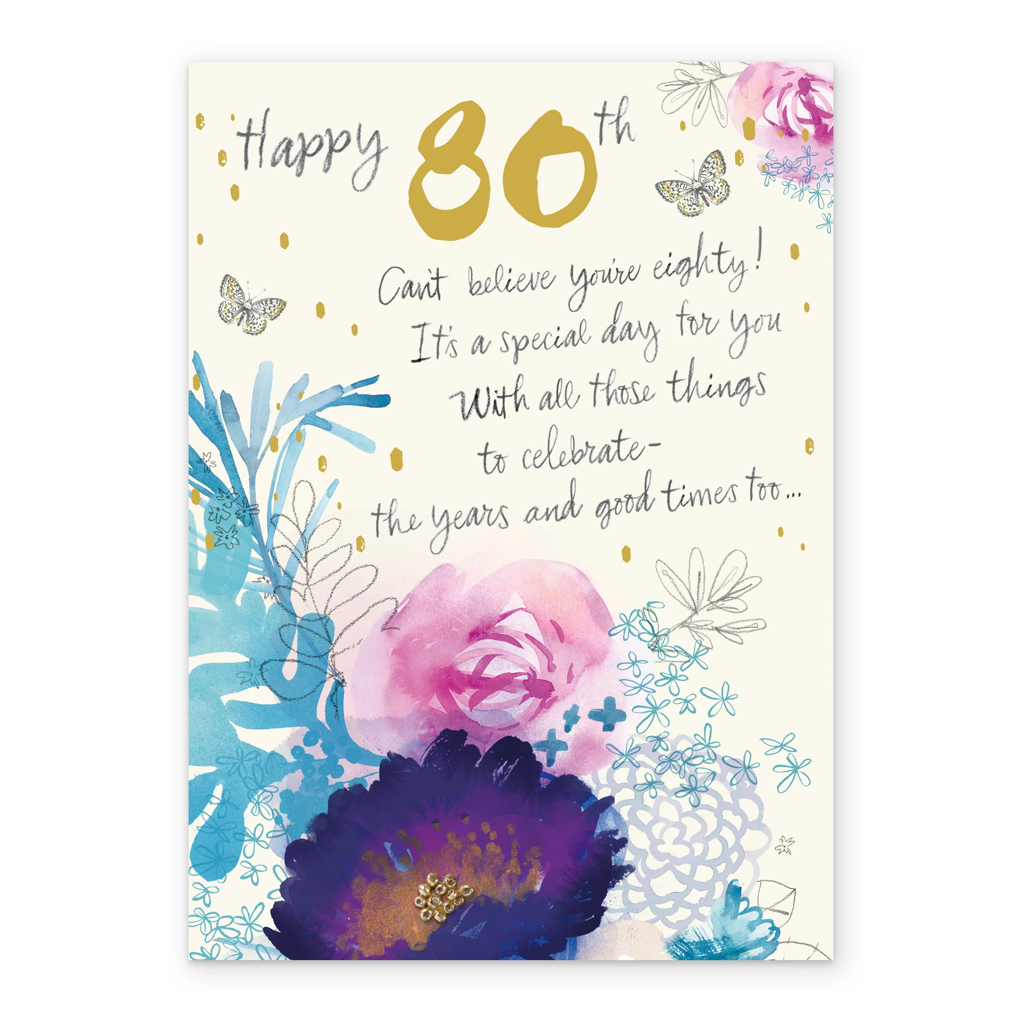 Personalised Willow Bouquet 80th Birthday Card - Image 2