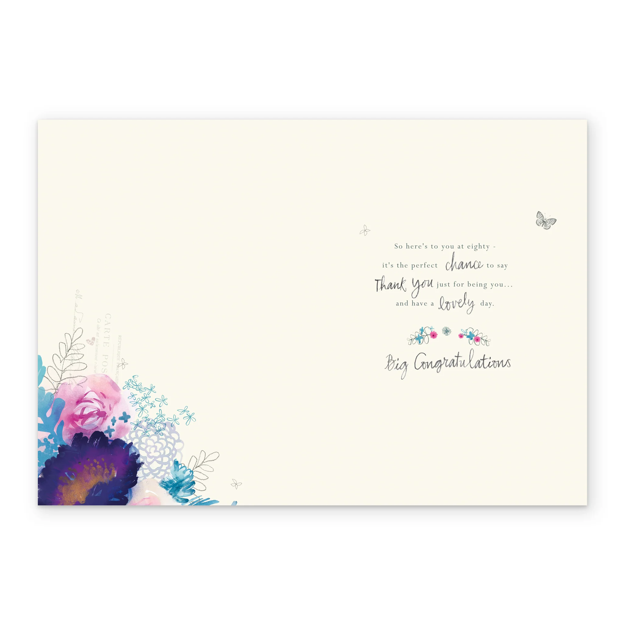 Personalised Willow Bouquet 80th Birthday Card - Image 3