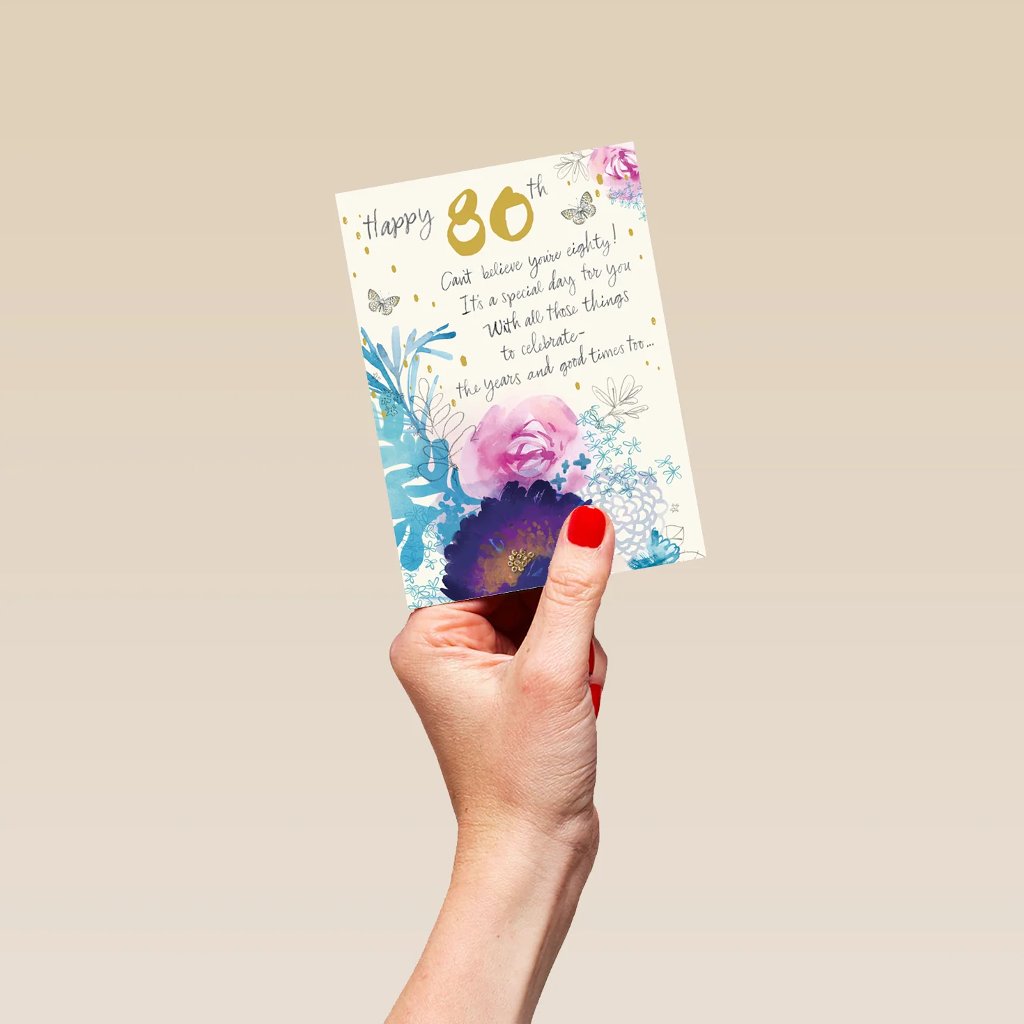 Personalised Willow Bouquet 80th Birthday Card - Image 4
