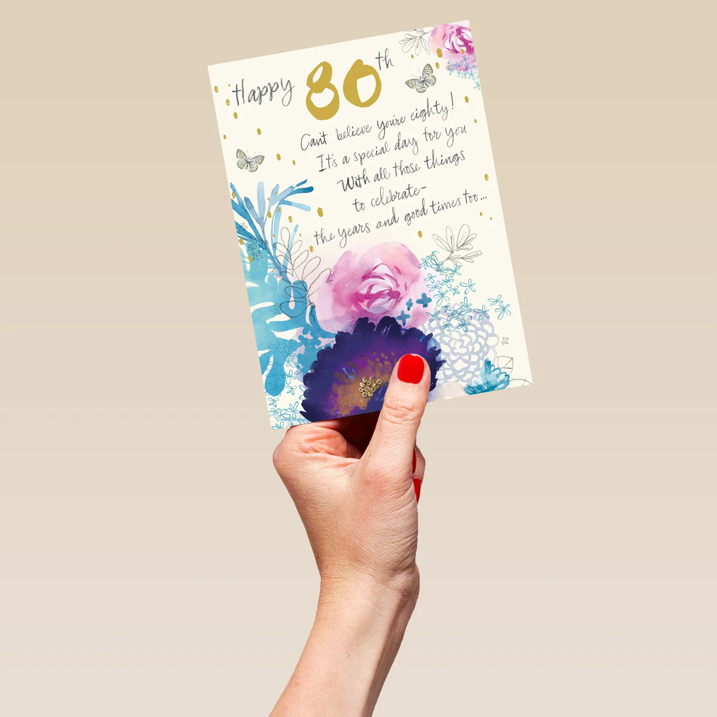 Personalised Willow Bouquet 80th Birthday Card - Image 5