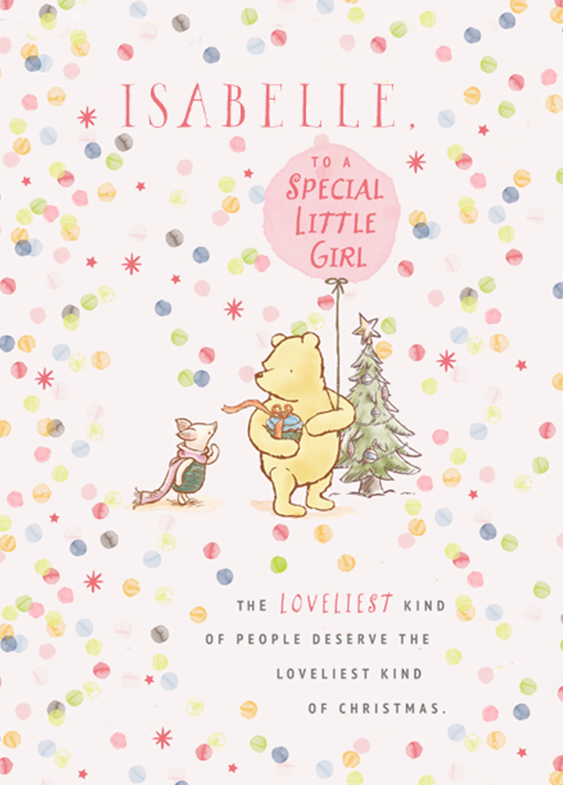 Personalised Disney Winnie The Pooh Christmas Card for A Special Little Girl