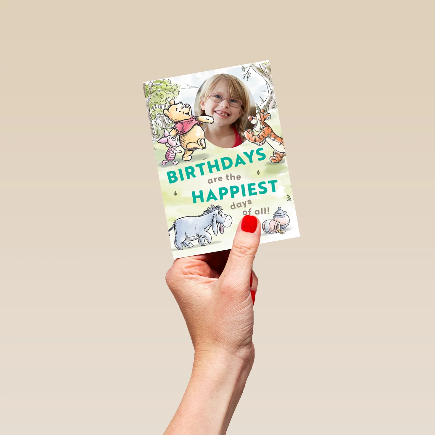 Personalised Winnie the Pooh & Gang Photo Upload Birthday Card - Image 4