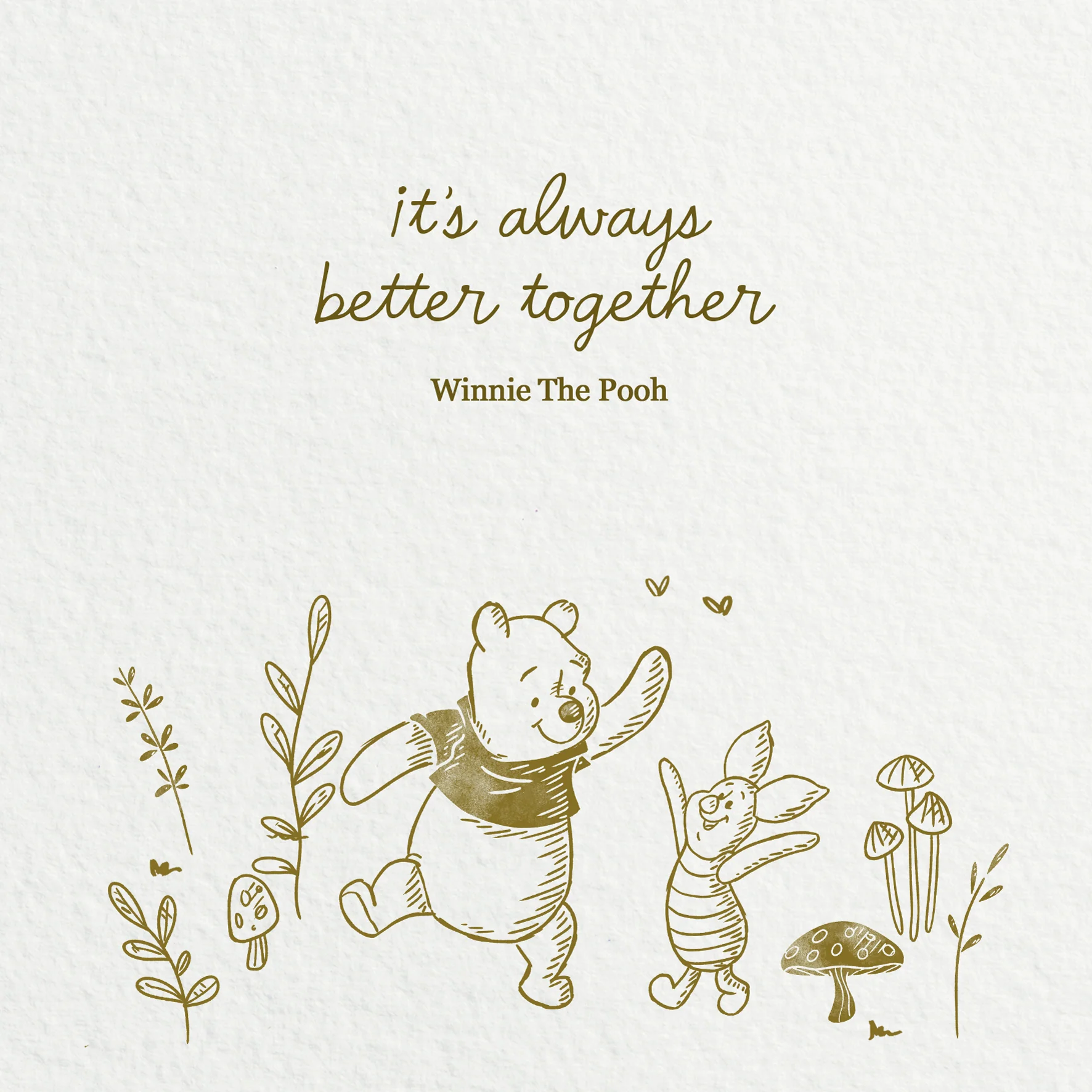 Personalised Disney Winnie the Pooh & Piglet Mushroom Card
