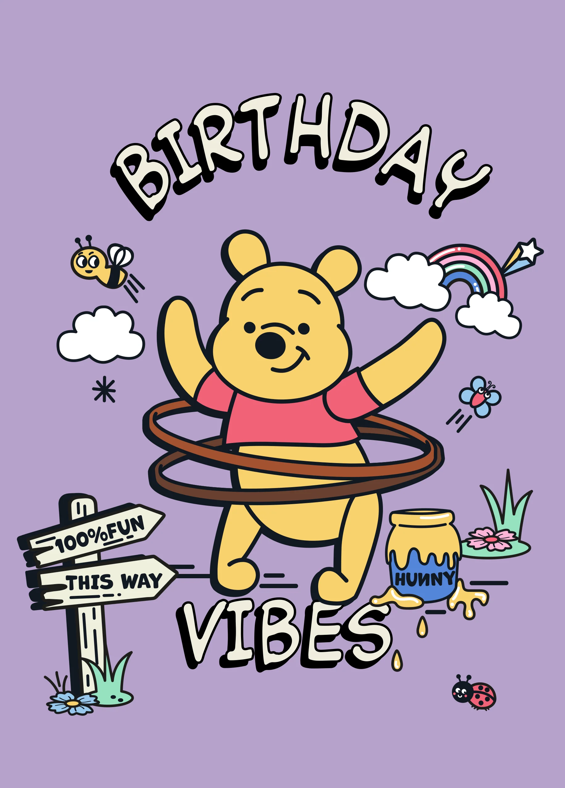 Personalised Disney Winnie the Pooh & Piglet Vibes Birthday Card