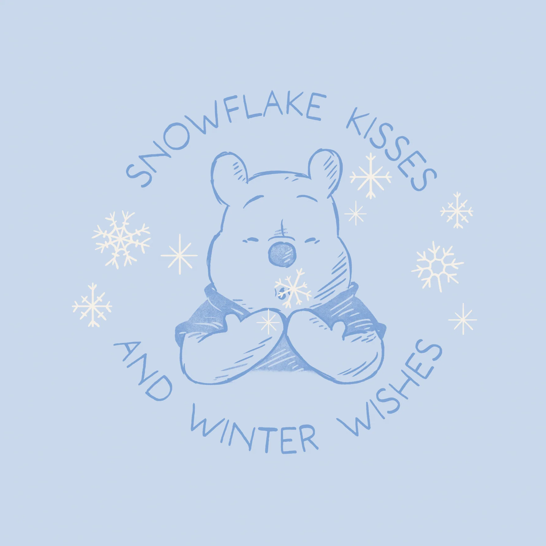 Personalised Winnie the Pooh Snowflake Kisses Christmas Card