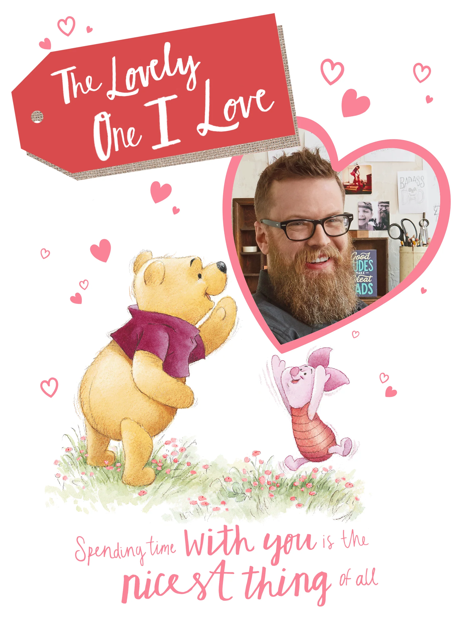 Personalised Disney Winnie the Pooh The Lovely One I Love Valentine's Day Photo Upload Card