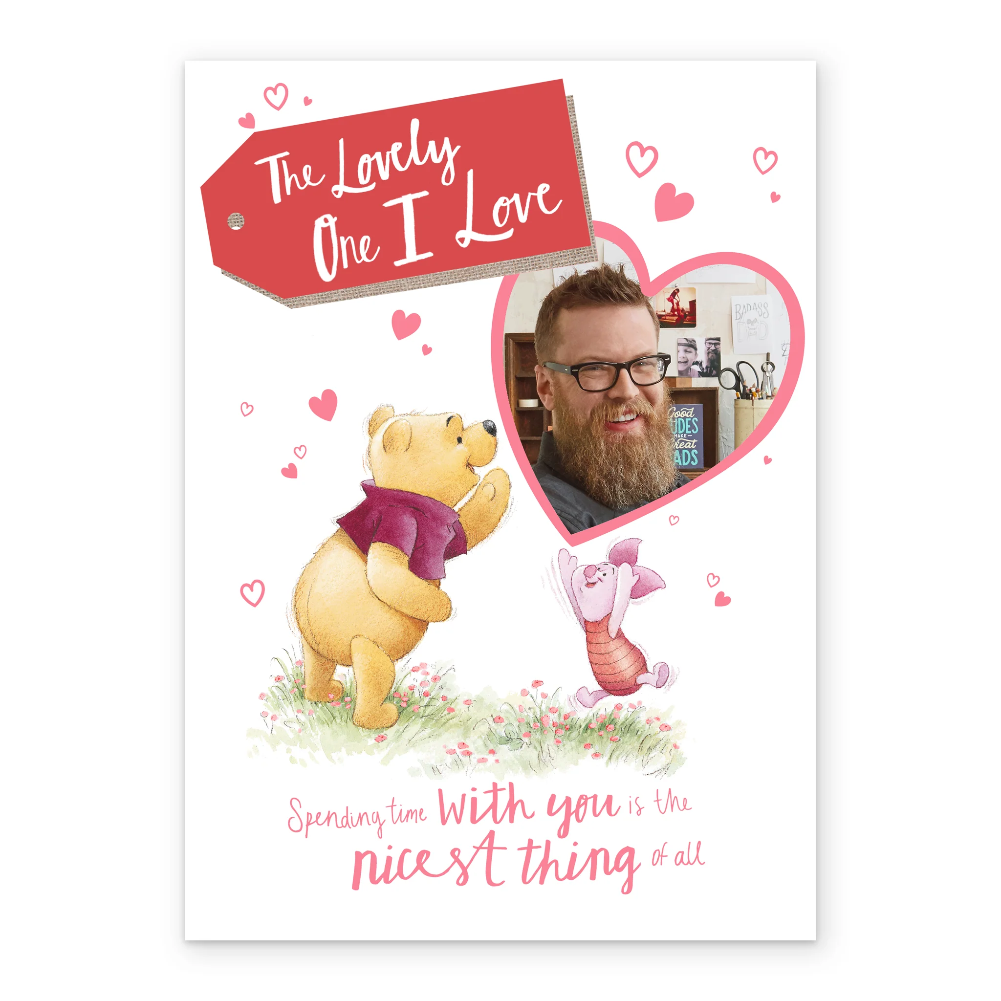 Personalised Disney Winnie the Pooh The Lovely One I Love Valentine's Day Photo Upload Card - Image 2