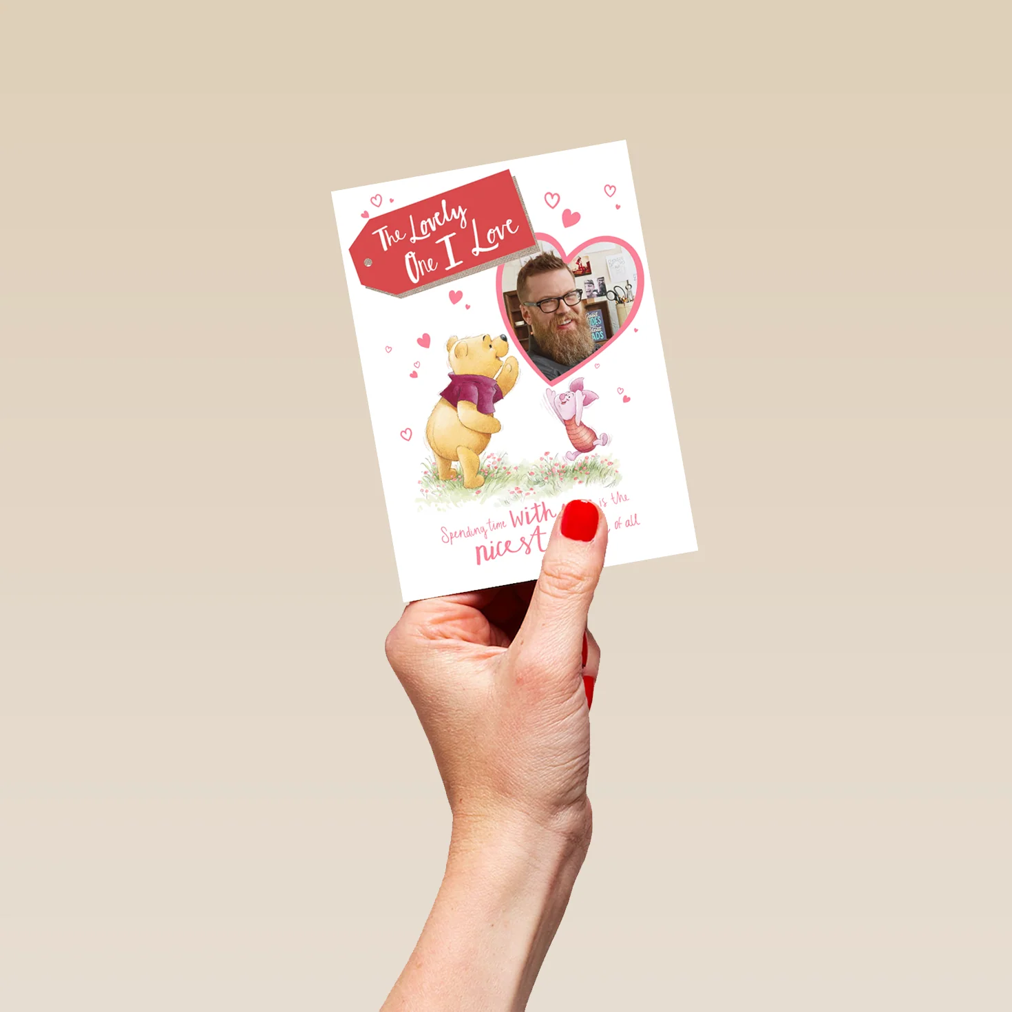 Personalised Disney Winnie the Pooh The Lovely One I Love Valentine's Day Photo Upload Card - Image 4