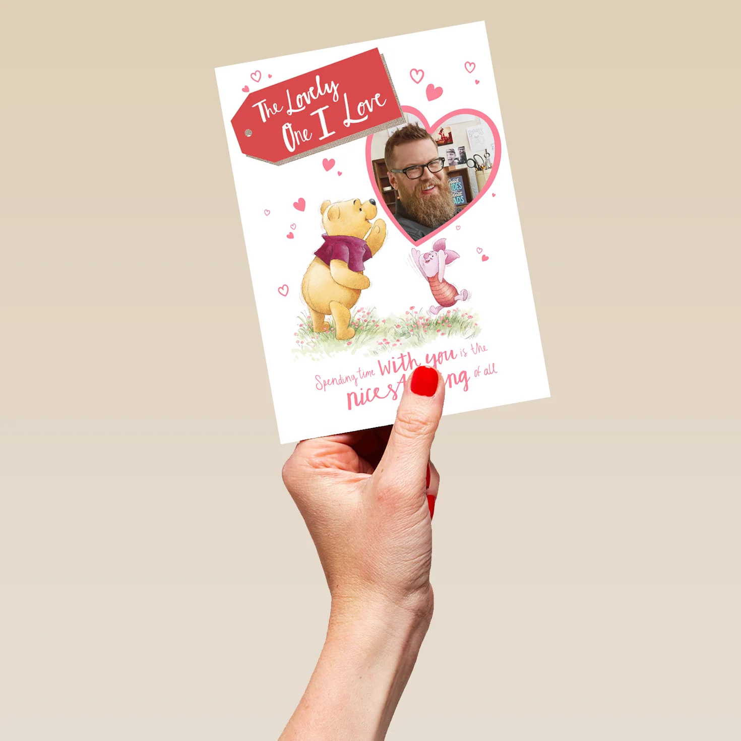 Personalised Disney Winnie the Pooh The Lovely One I Love Valentine's Day Photo Upload Card - Image 5