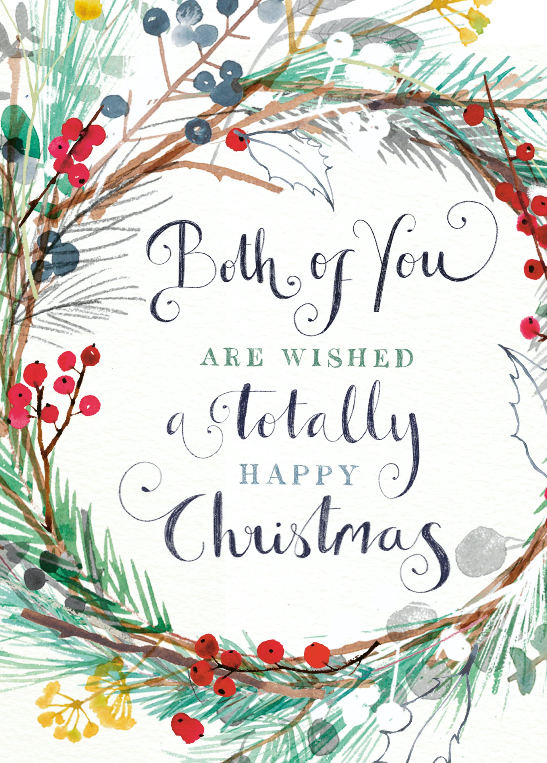 Personalised Winter Wreath Christmas Card to Both