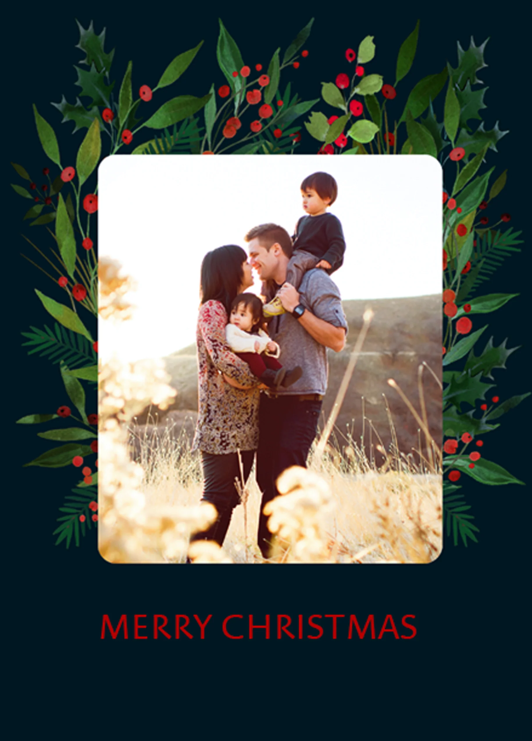 Personalised Winter Wreath Photo Christmas Card