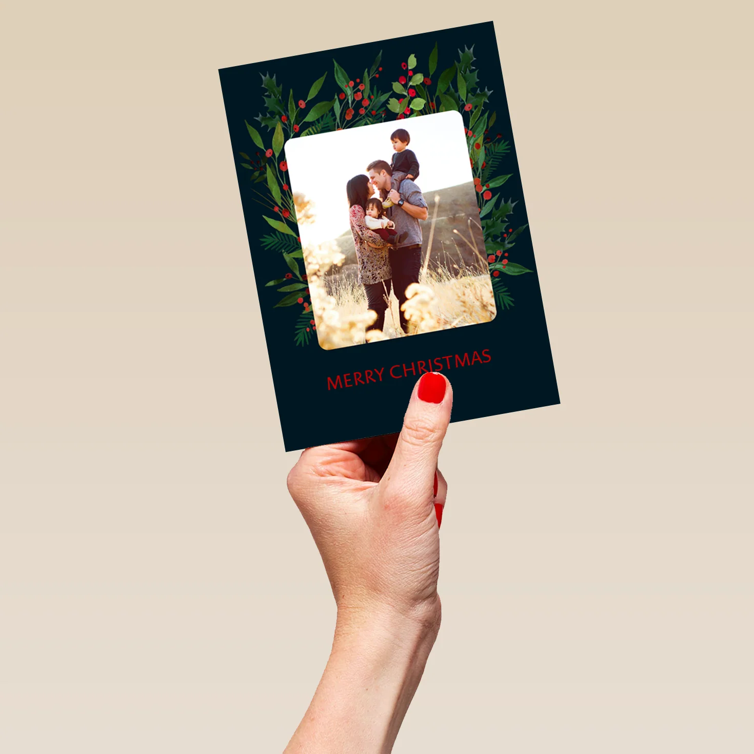 Personalised Winter Wreath Photo Christmas Card - Image 5